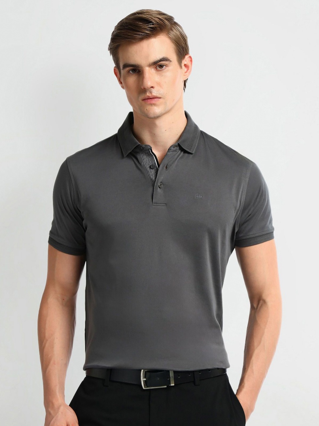 

Arrow Men Solid Polo Collar Cotton Tshirt, Grey
