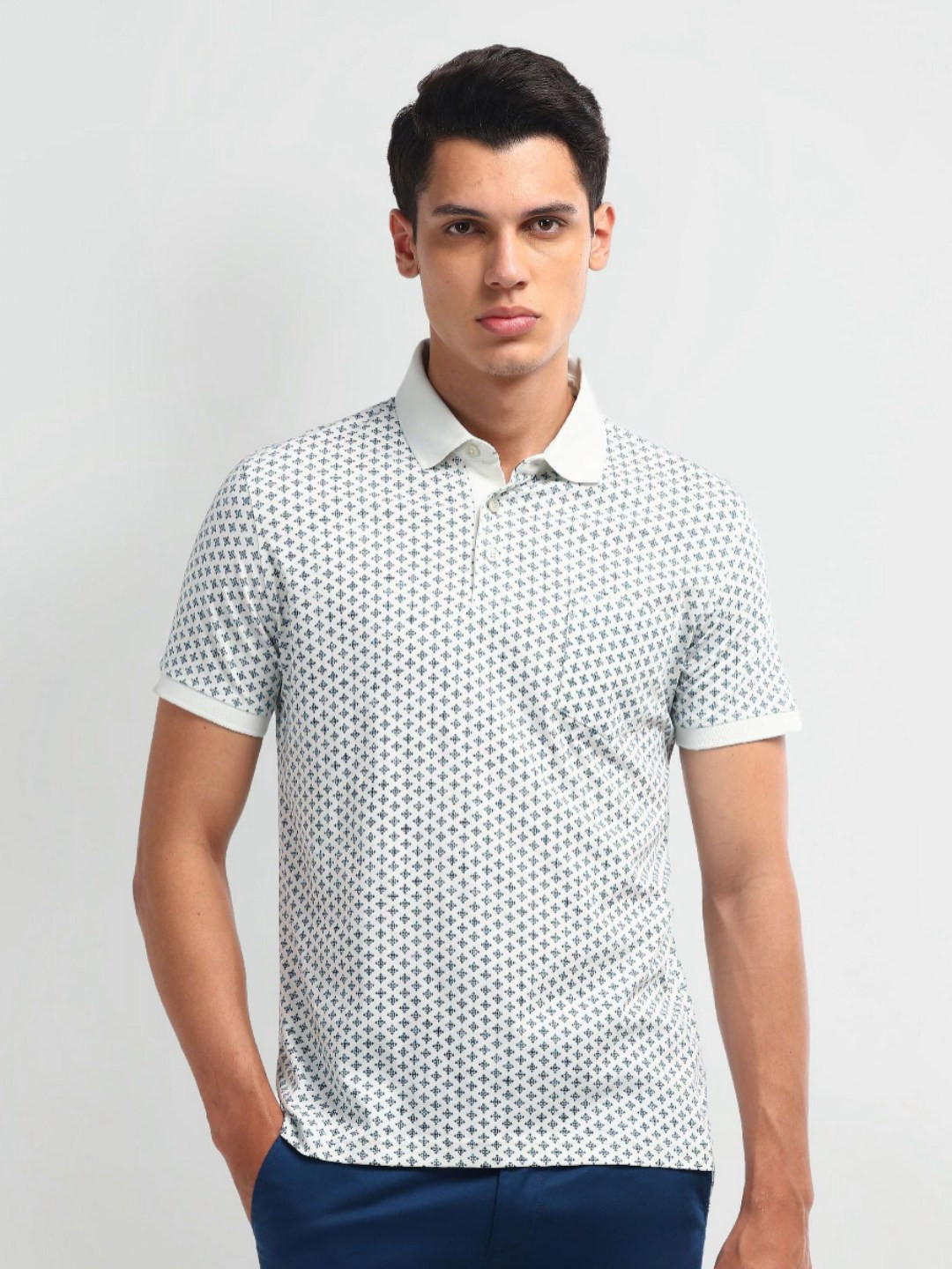 

Arrow Men Printed Polo Collar Cotton Tshirt, White