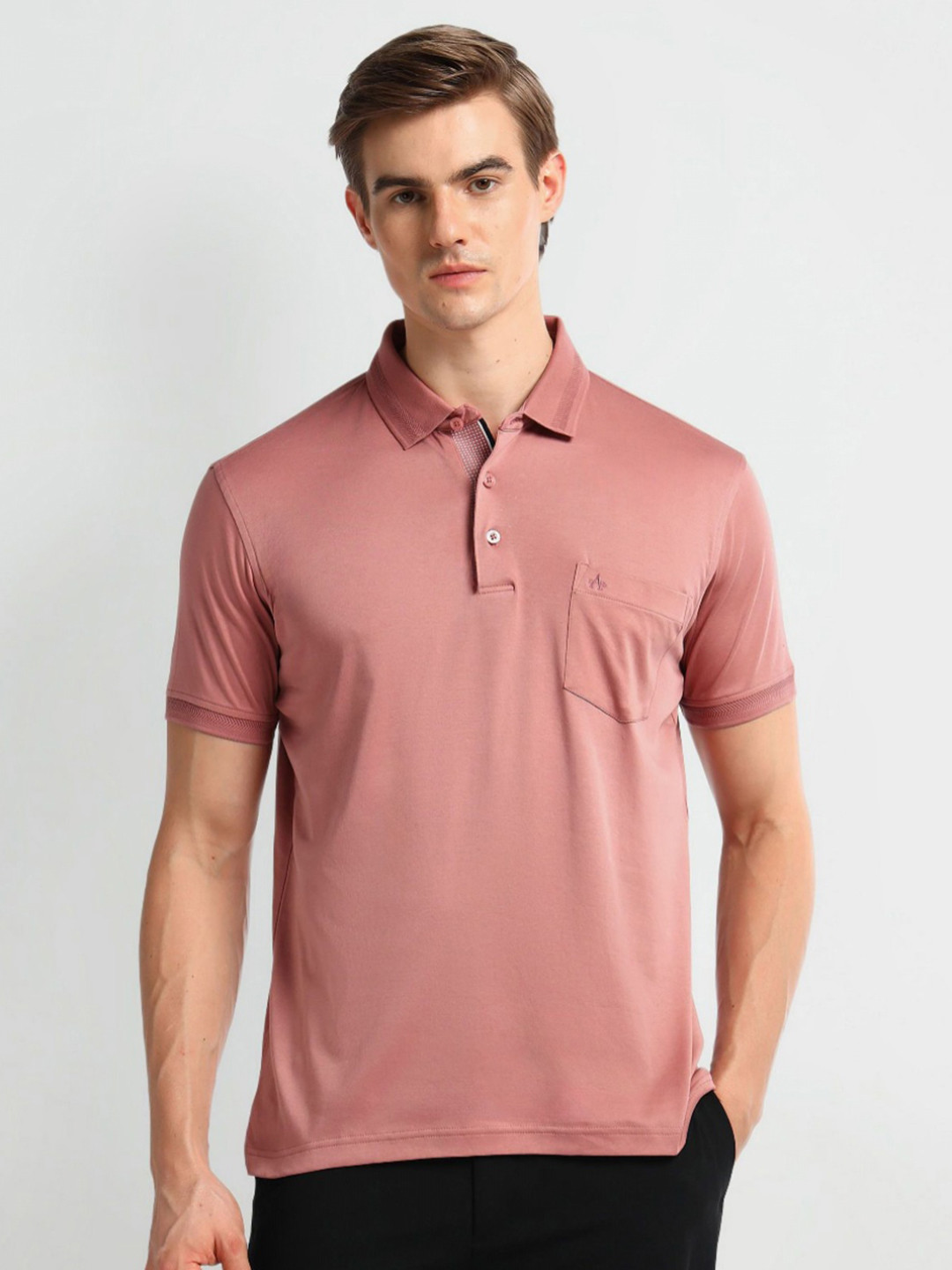 

Arrow Men Solid Polo Collar Cotton Tshirt, Pink