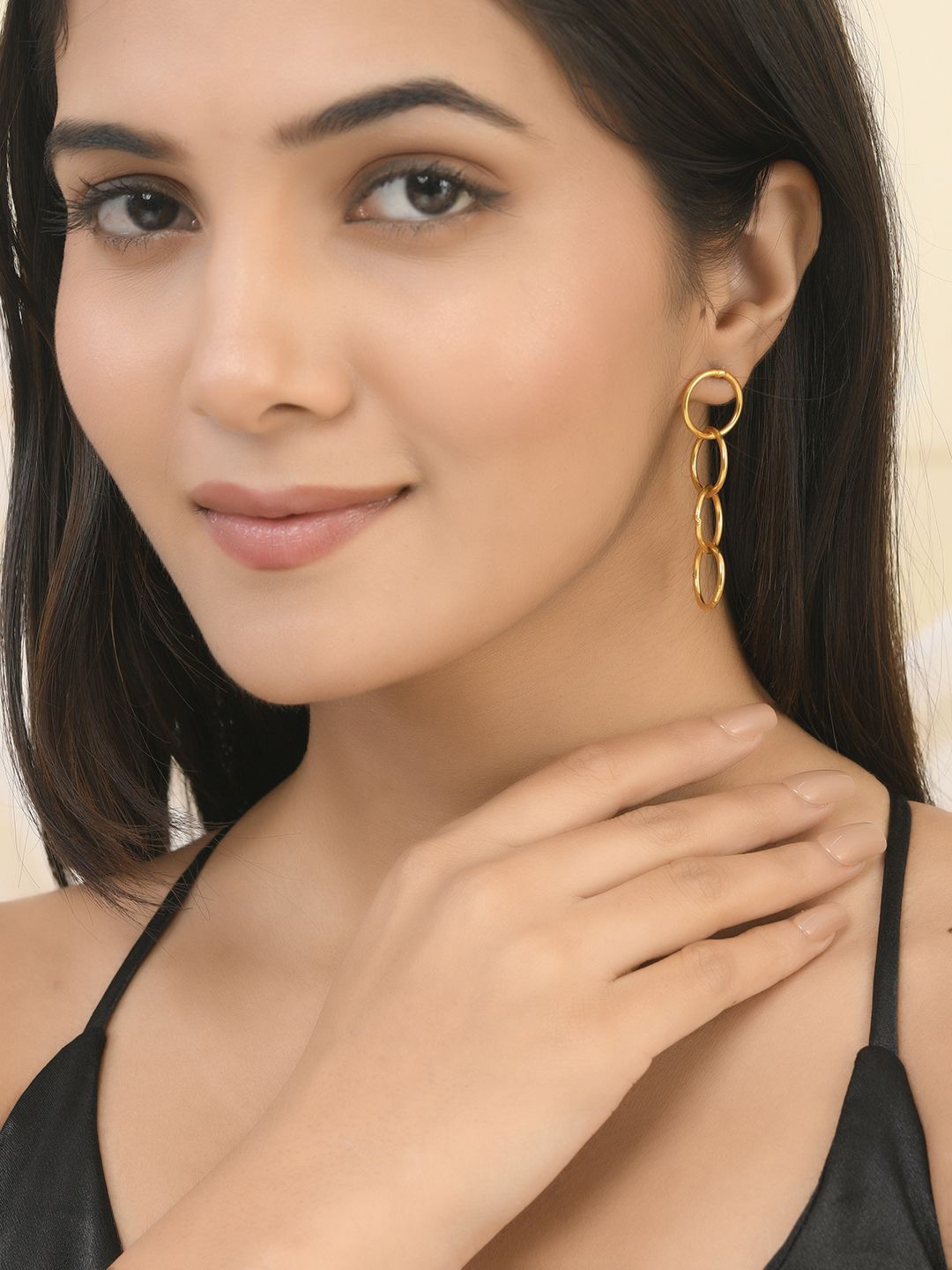 

Silvermerc Designs Gold Plated Circular Drop Earrings