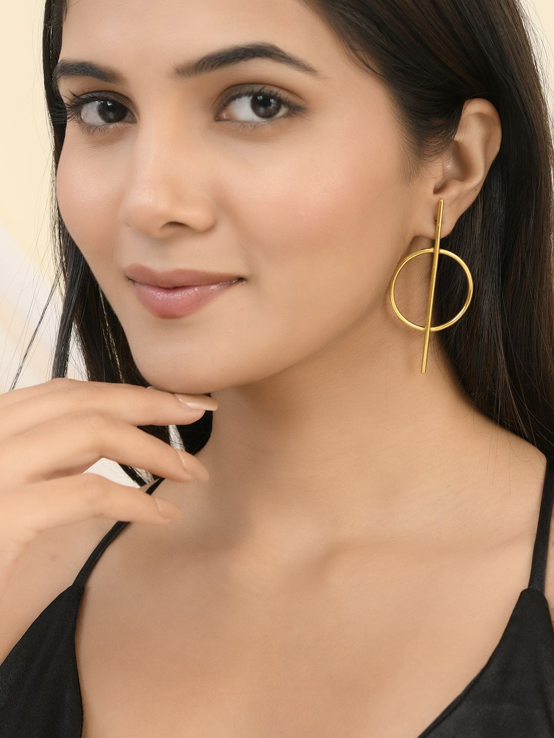 

Silvermerc Designs Gold-Plated Circular Shape Drop Earrings