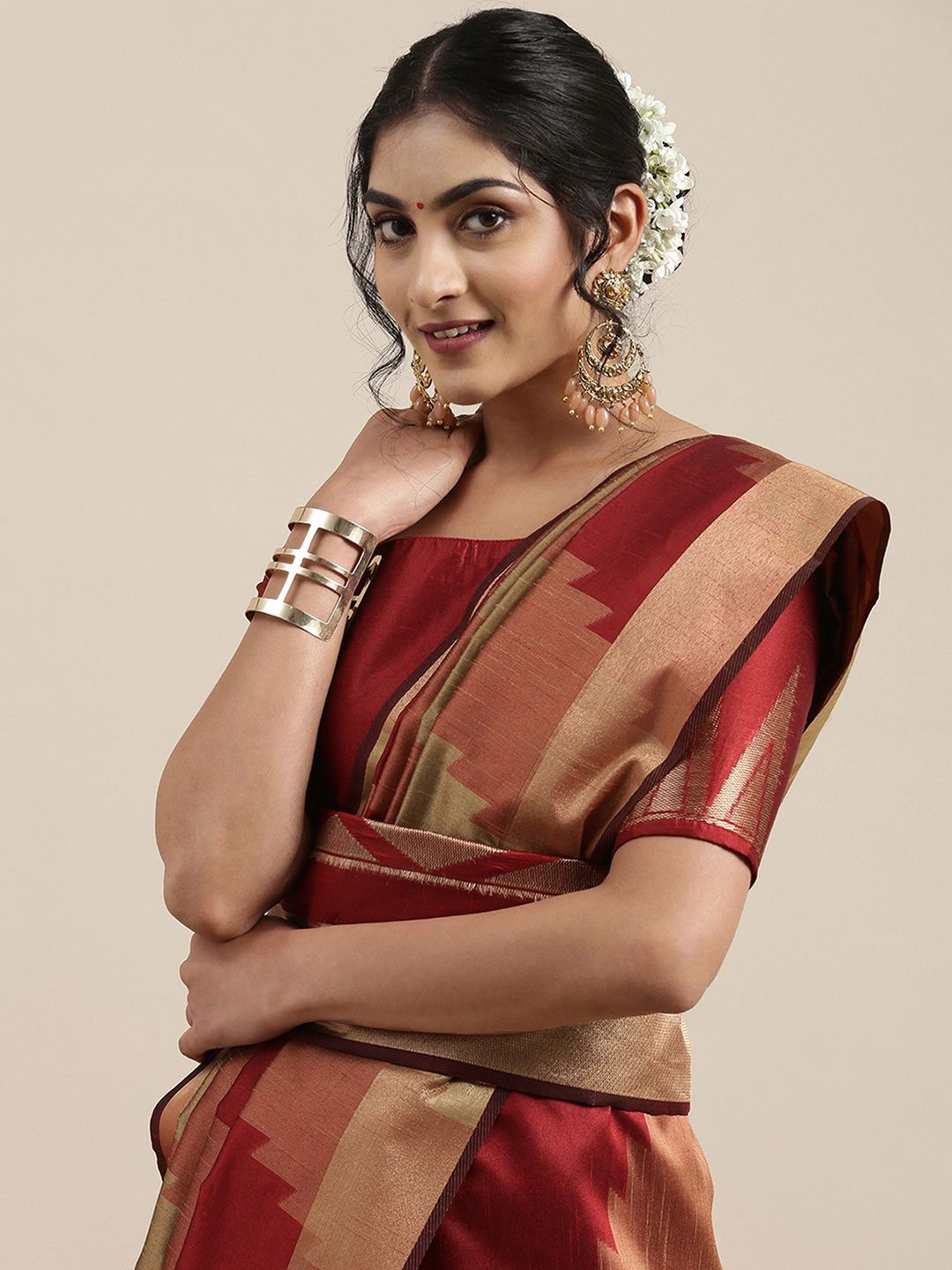 

Anouk Woven Design Zari Banarasi Saree, Red