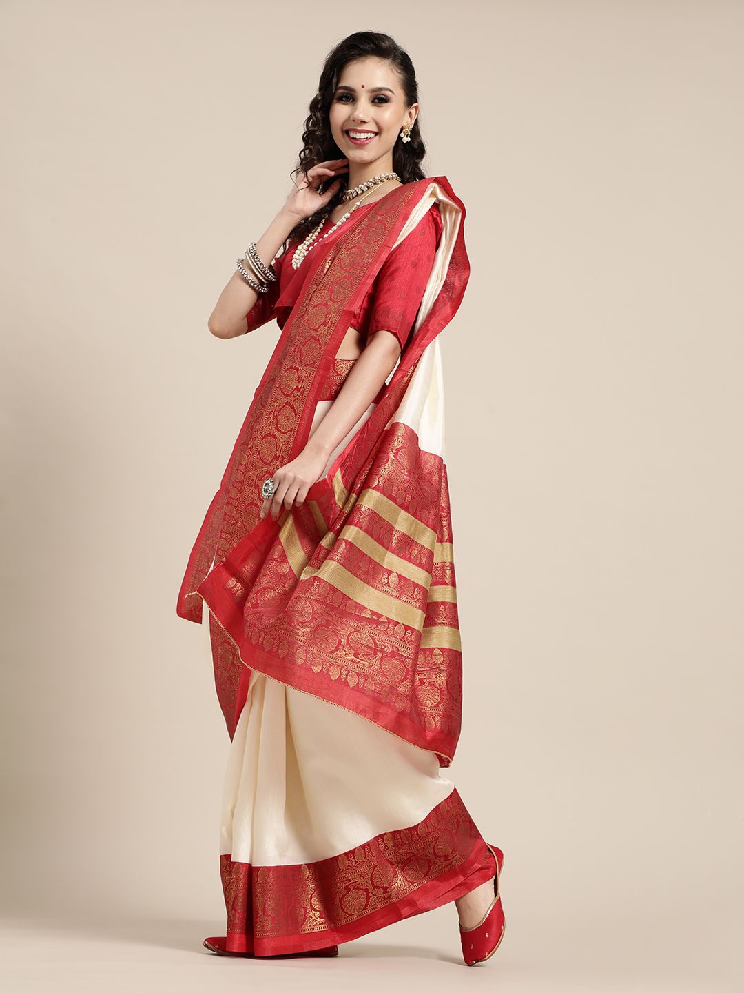 

Anouk Zari Woven Design Banarasi Saree, Off white
