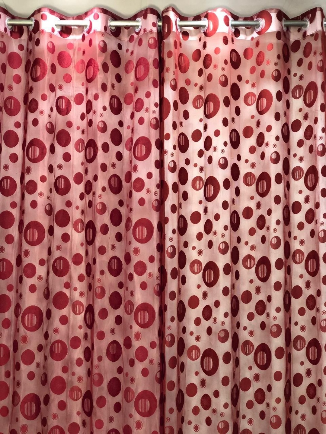 

RIDHAAN Maroon 2 Pieces Geometric Sheer Door Curtain