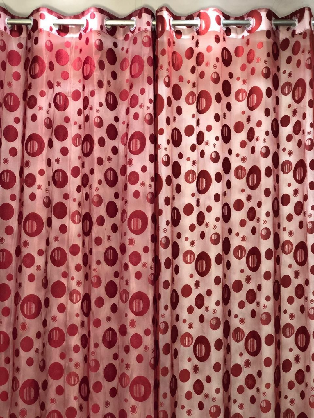

RIDHAAN Maroon Geometric Sheer Long Door Curtain