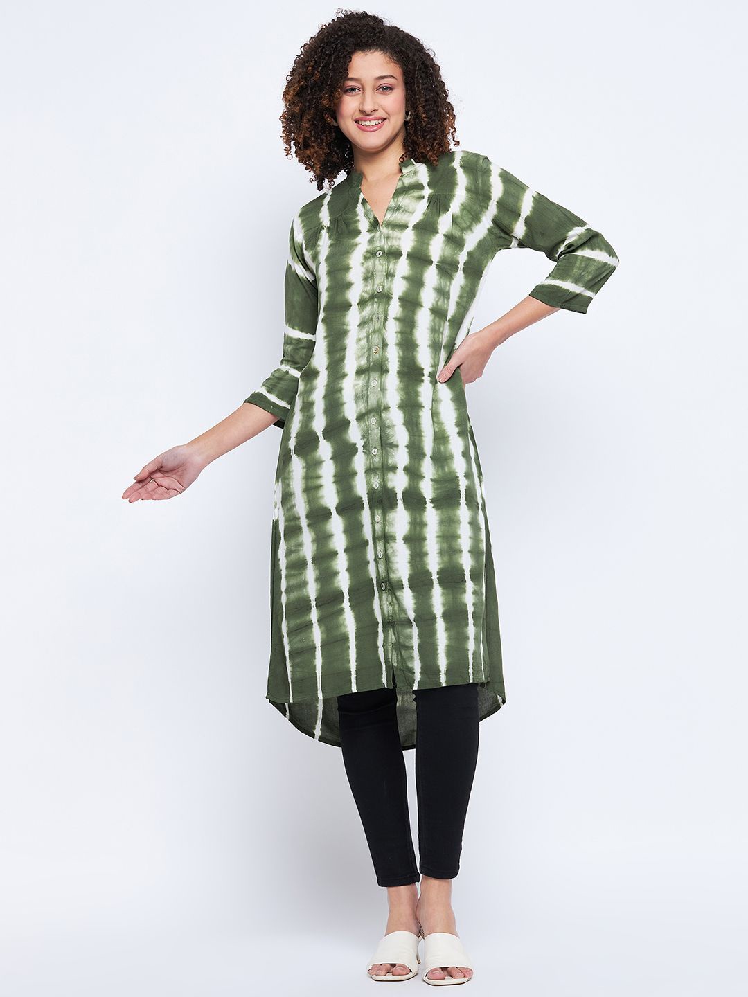 

BAESD Women Rayon Tie & Dye Green Kurta