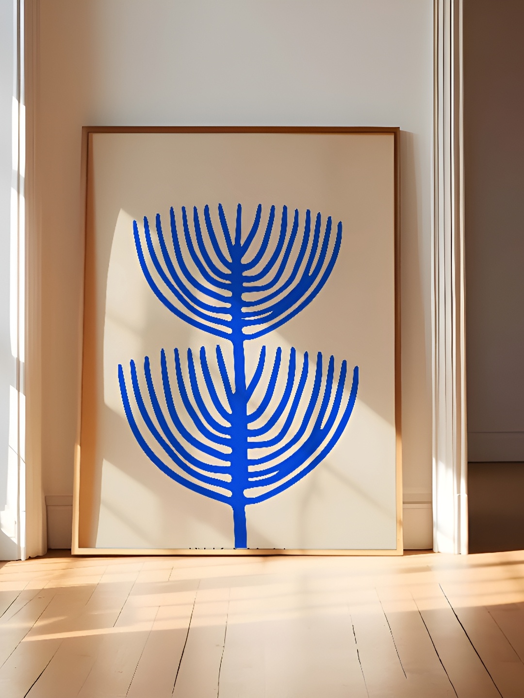 

SAF Brown & Blue Abstract Wooden Painting Wall Art