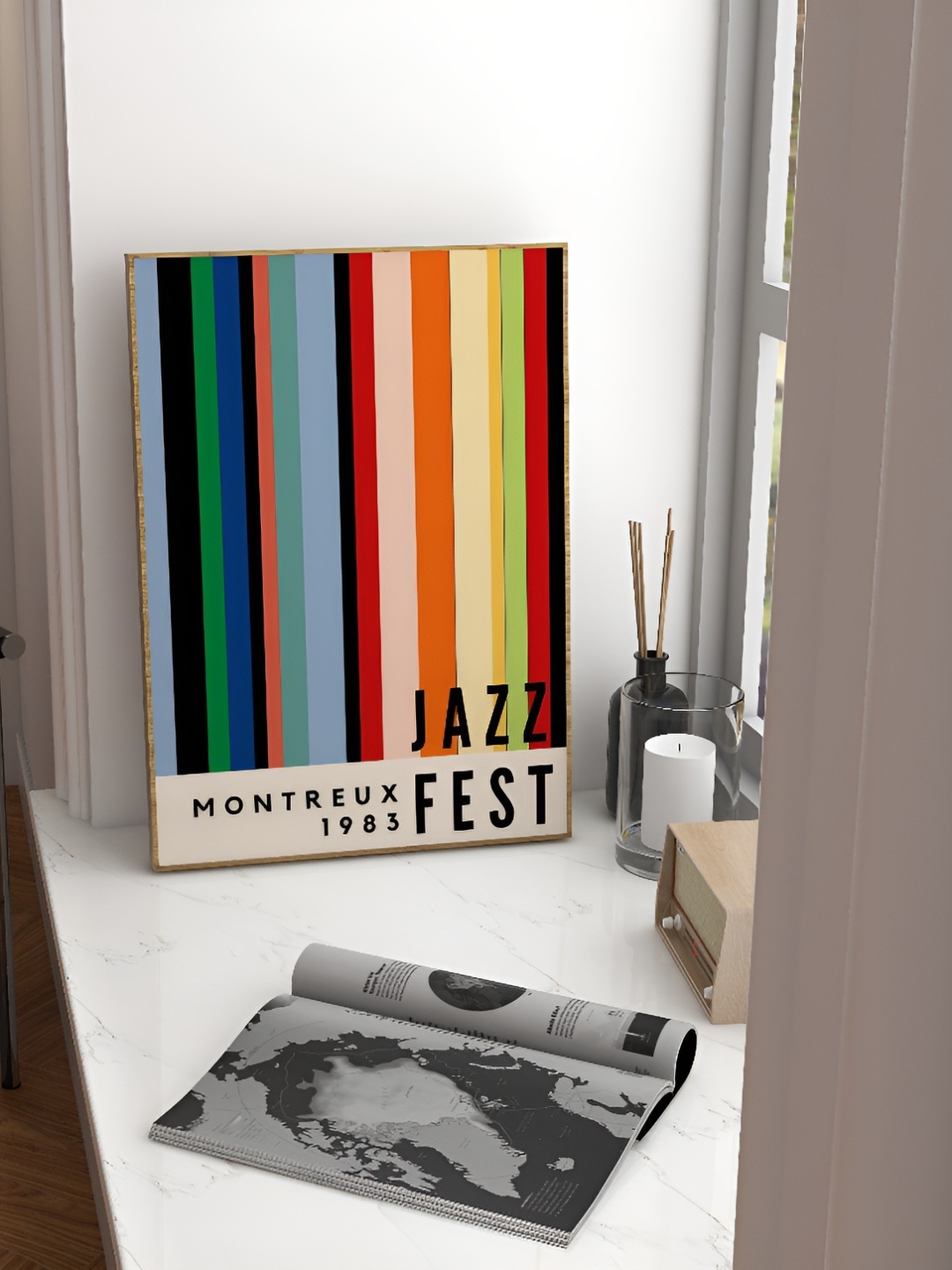 

SAF Brown & Blue Abstract Wooden Painting Wall Art