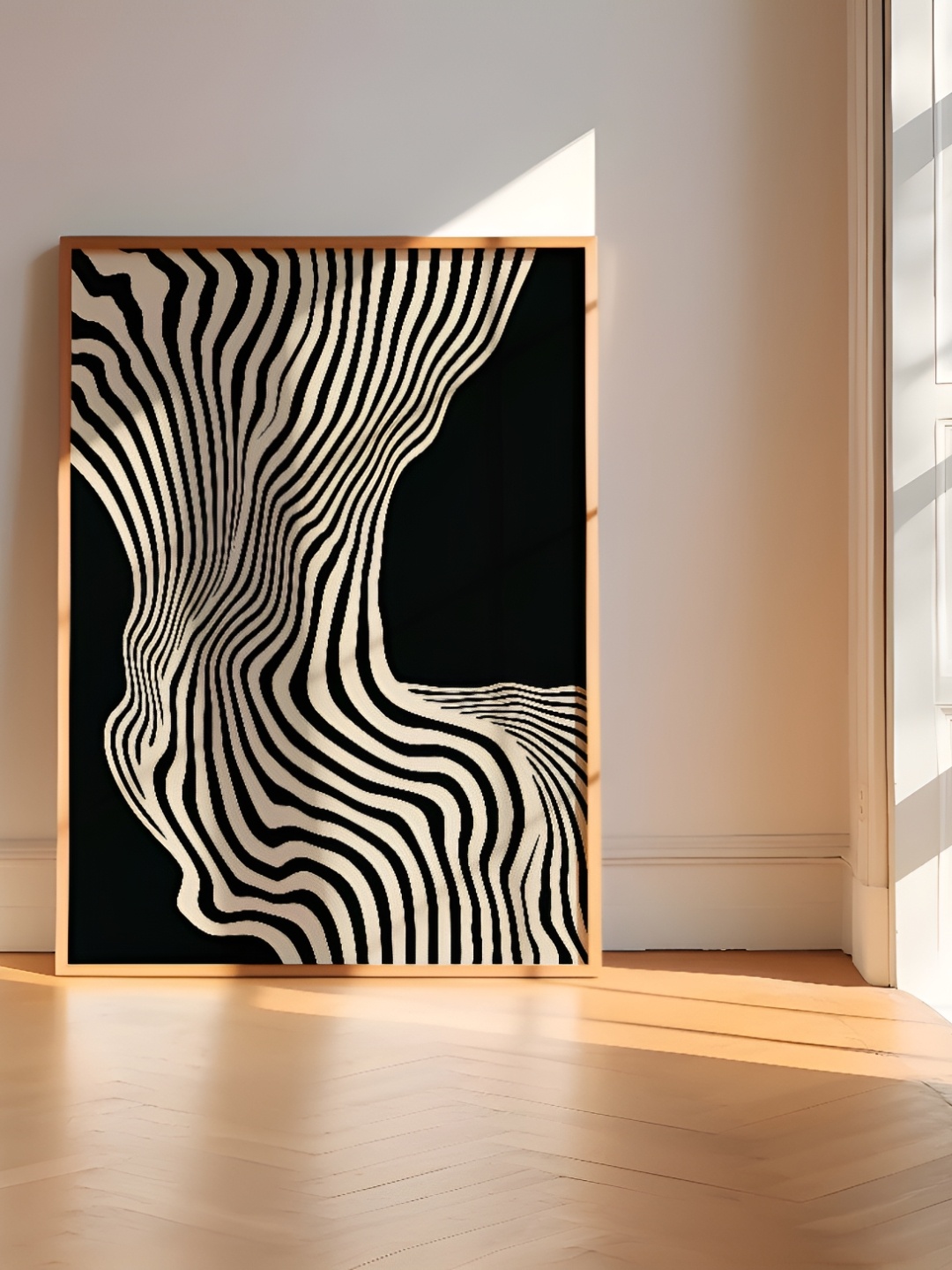 

SAF Black & White Abstract Wooden Painting Wall Art