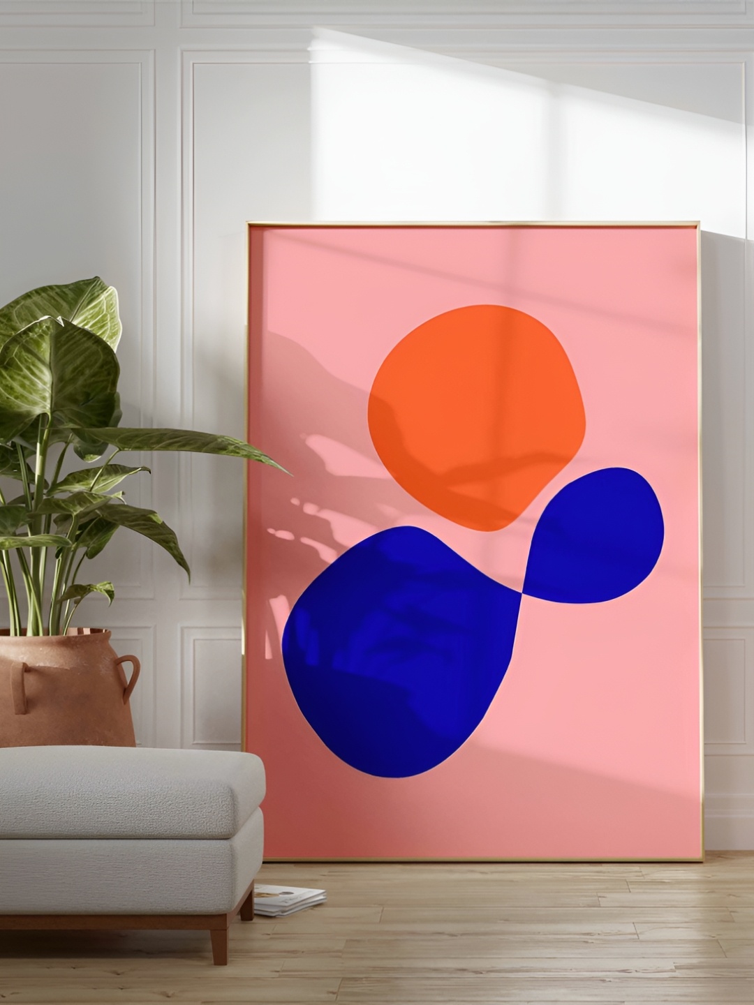 

SAF Pink & Blue Abstract Wooden Painting Wall Art