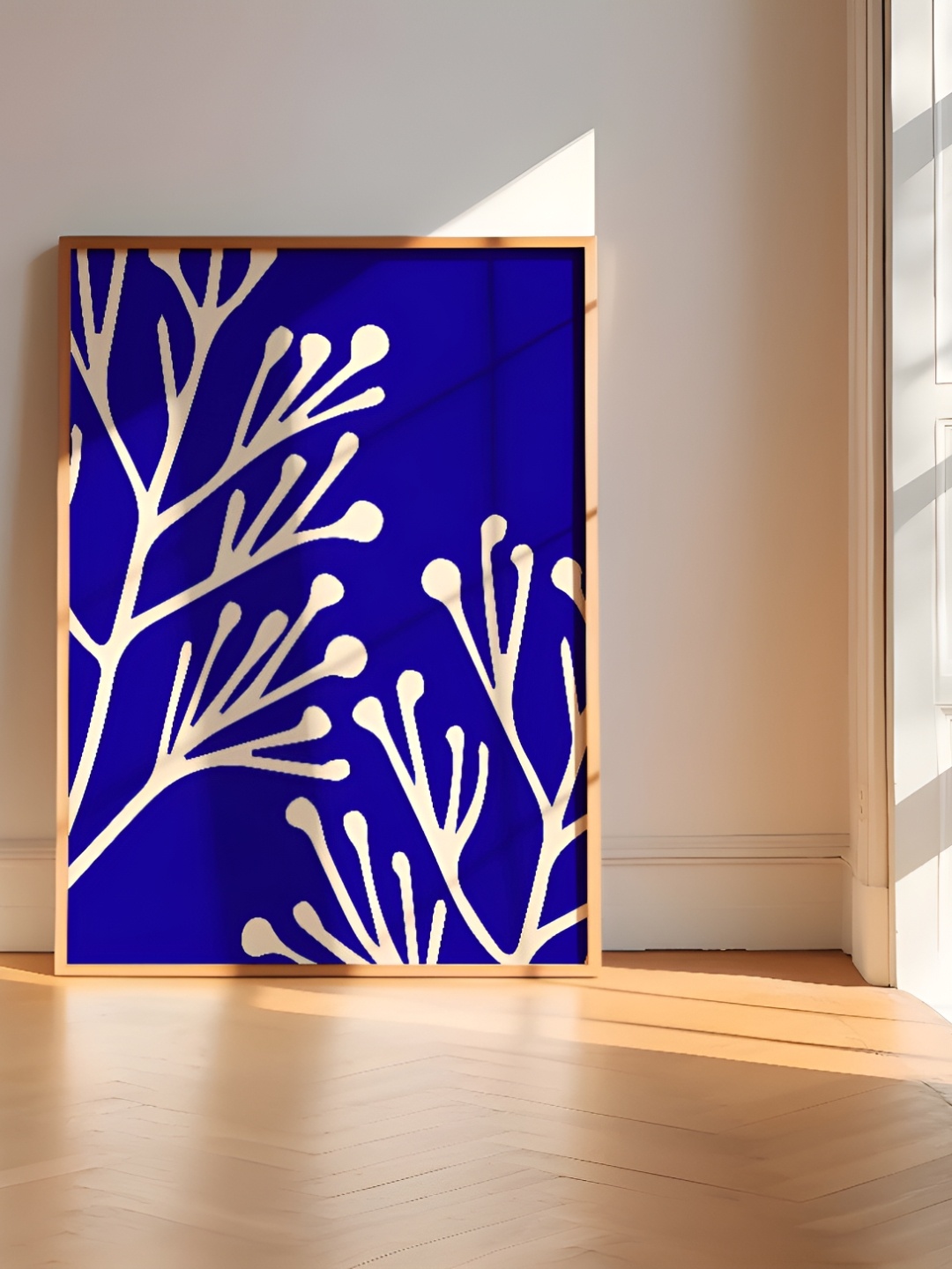 

SAF Brown & Blue Floral Wooden Painting Wall Art