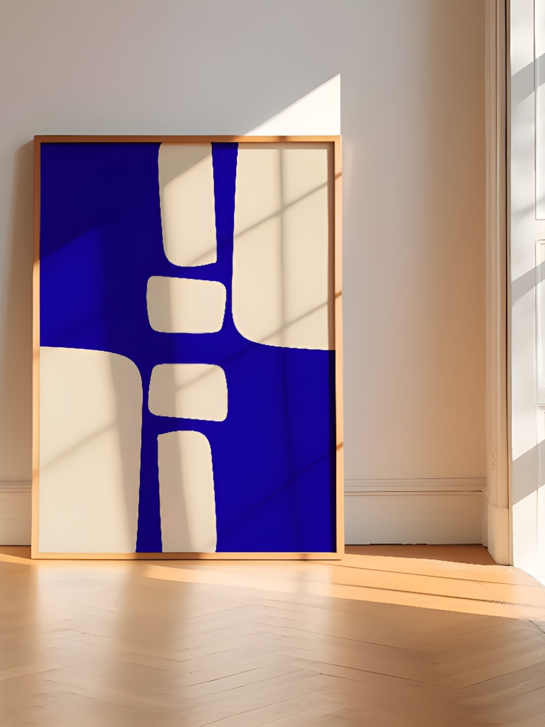 

SAF Brown & Blue Abstract Wooden Painting Wall Art