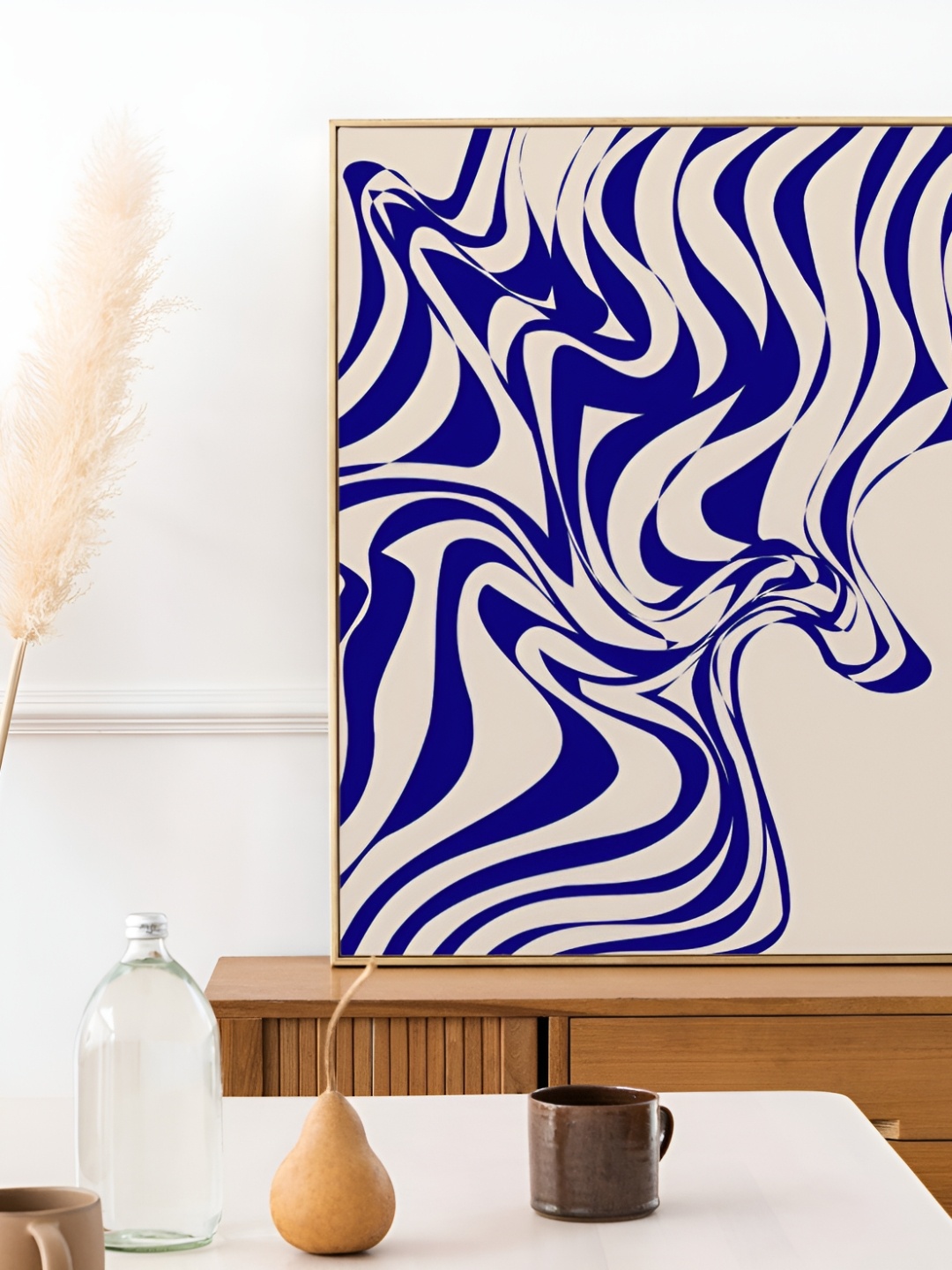 

SAF Brown & Blue Abstract Wooden Painting Wall Art