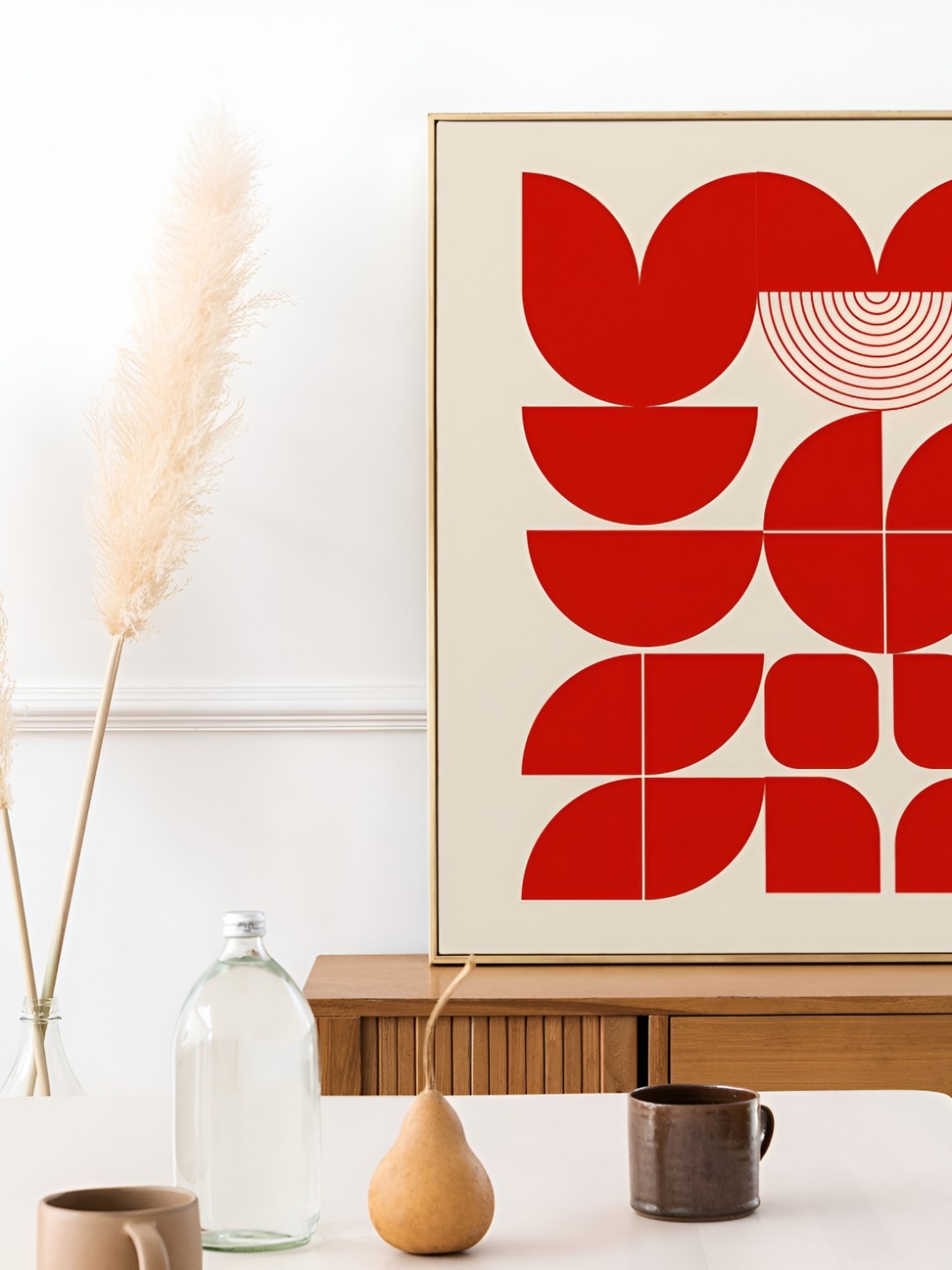 

SAF Brown & Red Abstract Wooden Painting Wall Art