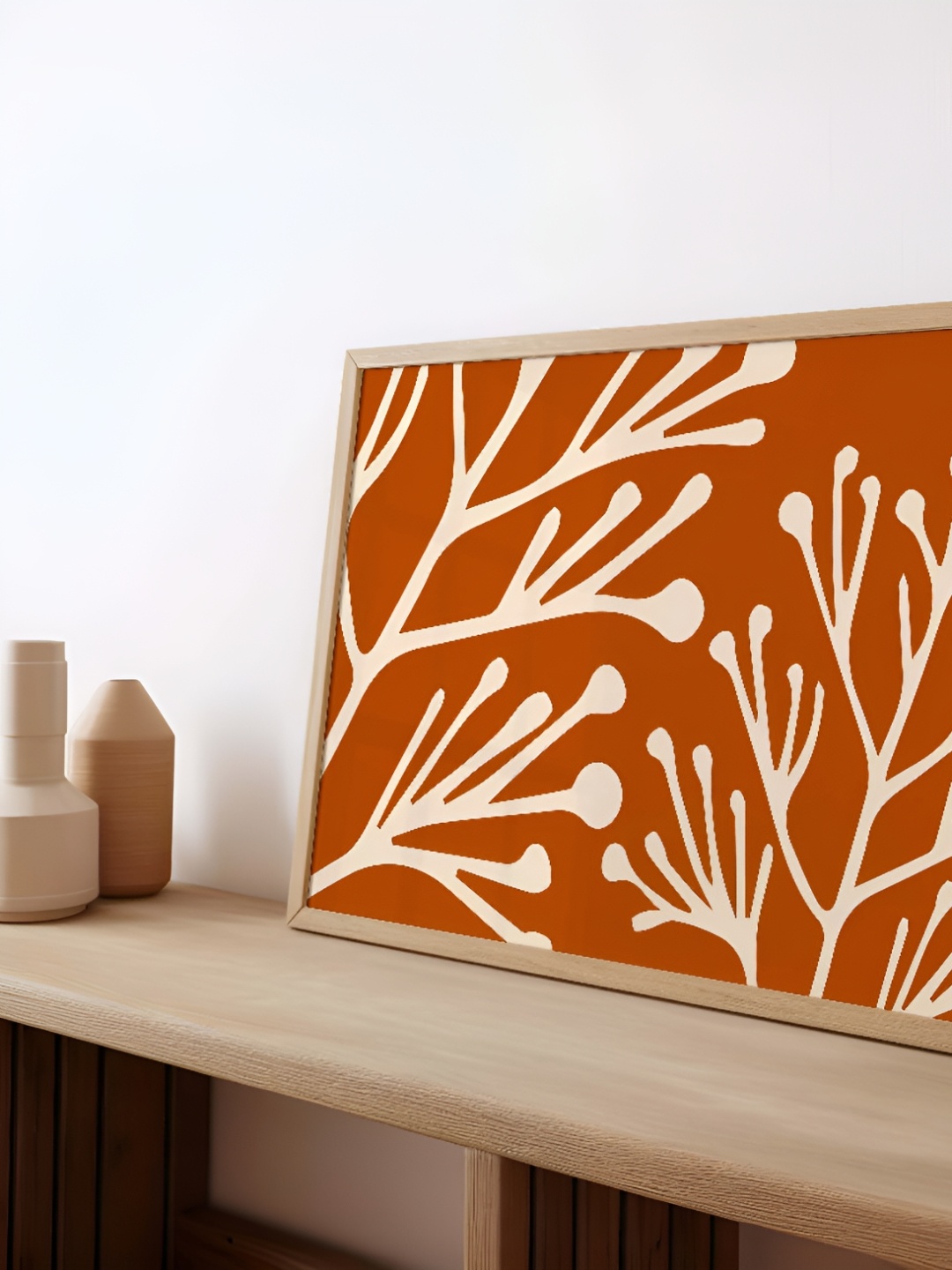 

SAF Orange & White Floral Wooden Painting Wall Art