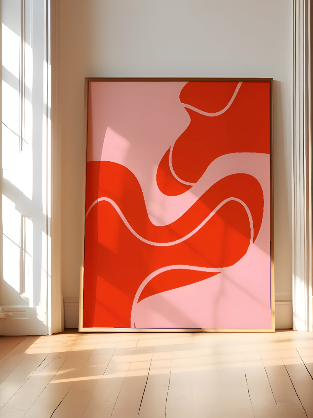 

SAF Red & Pink Abstract Wooden Painting Wall Art