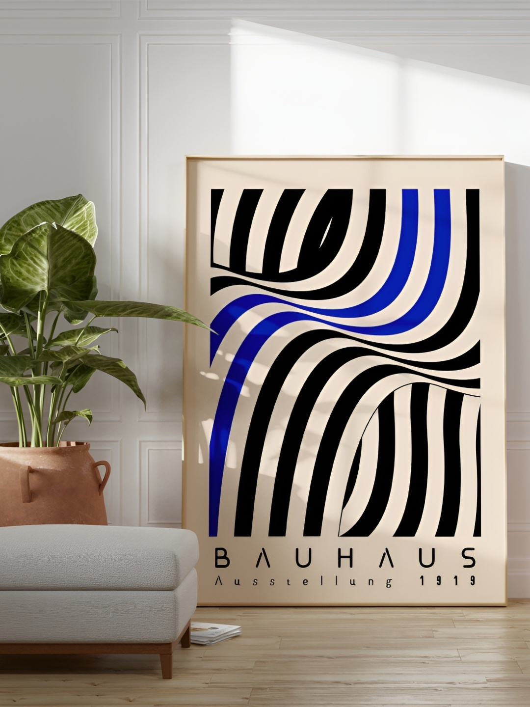 

SAF Brown & Blue Abstract Wooden Painting Wall Art