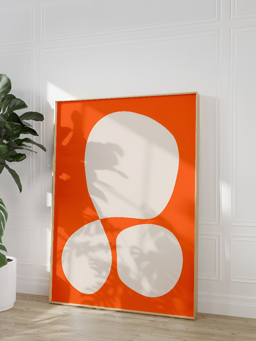 

SAF Orange & White Abstract Wooden Paintings Wall Art