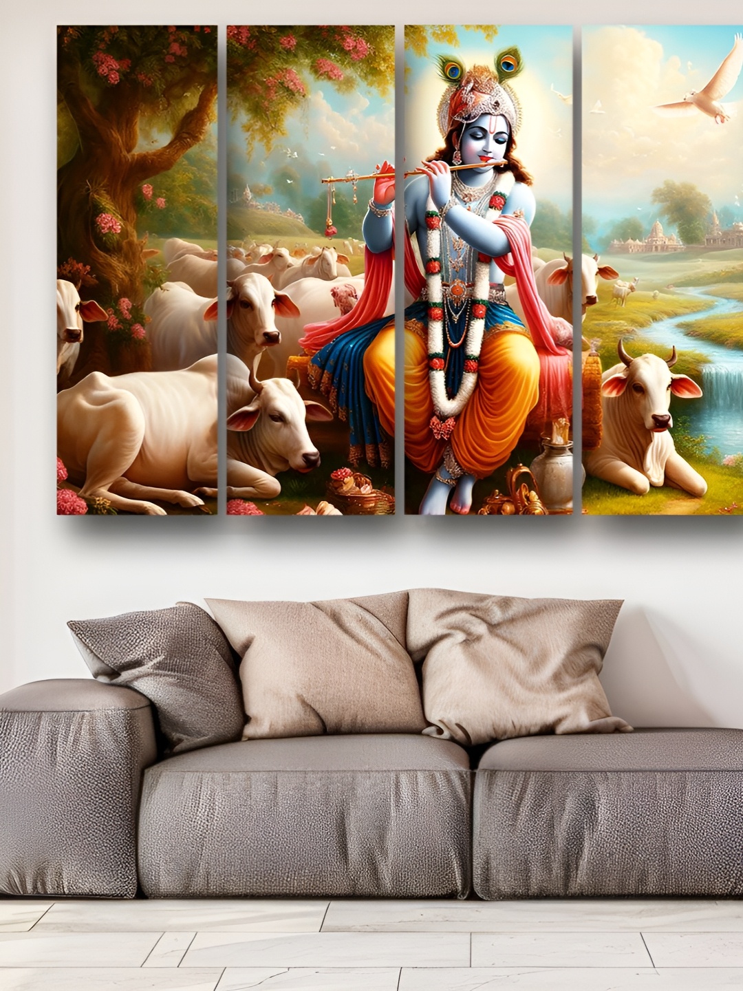 

Casperme Beige & Blue 5 Pieces Wooden Framed Religious Wall Art