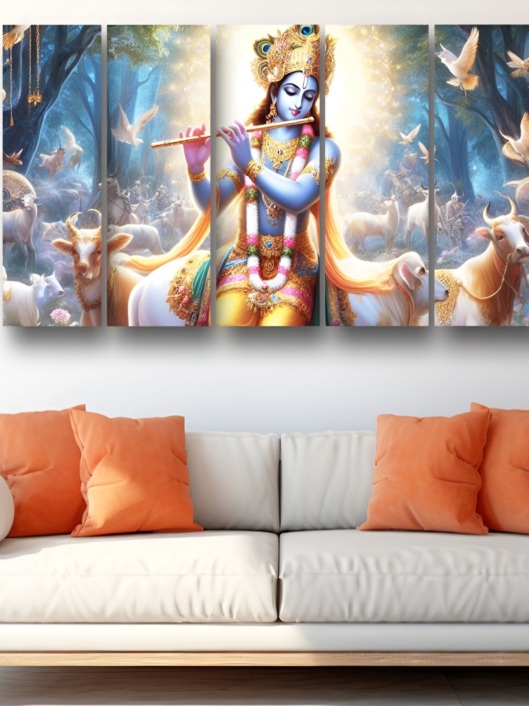 

Casperme Beige & Blue 5 Pieces Wooden Framed Religious Wall Art