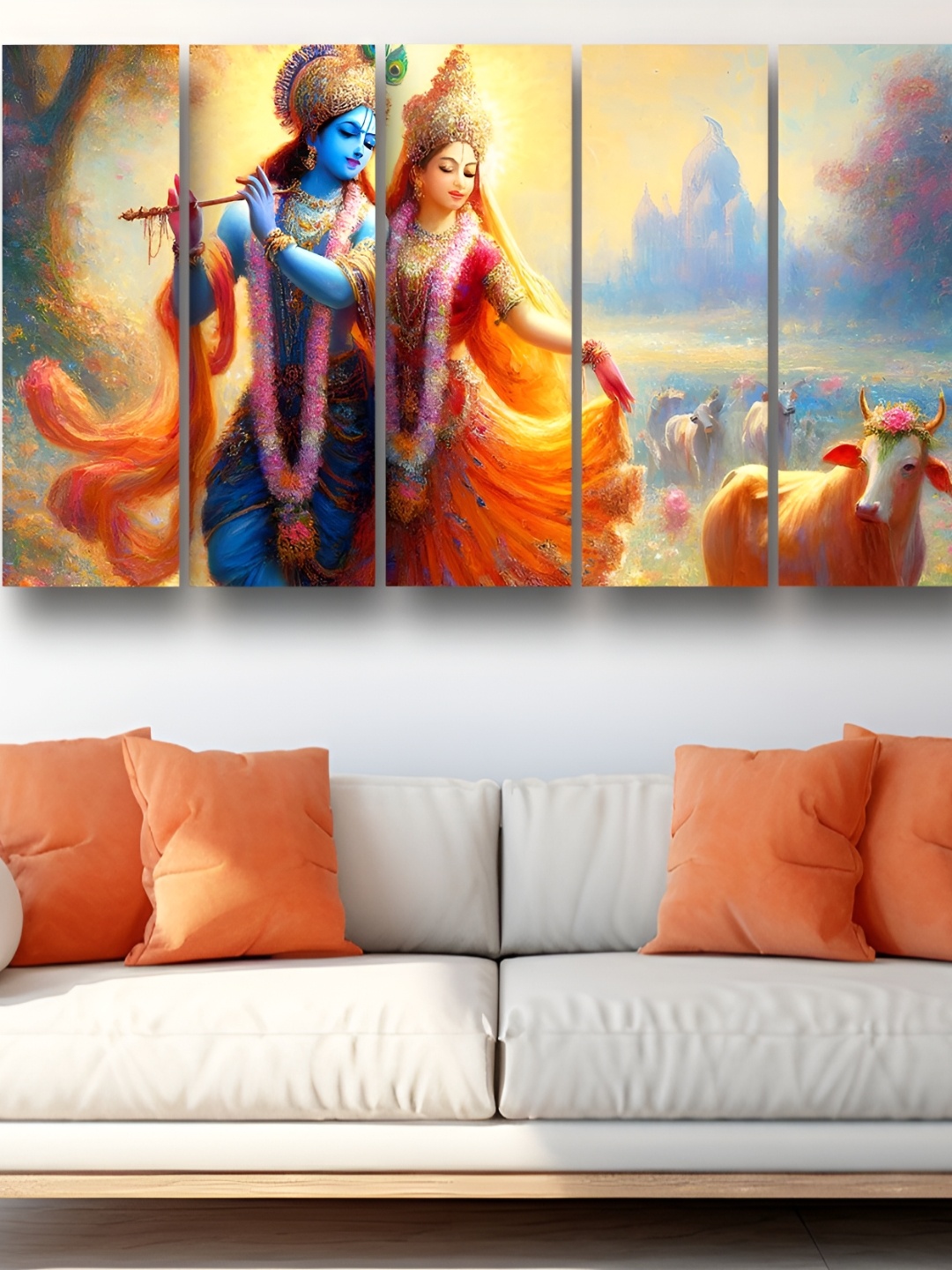 

Casperme Beige & Blue 5 Pieces Wooden Framed Religious Wall Art
