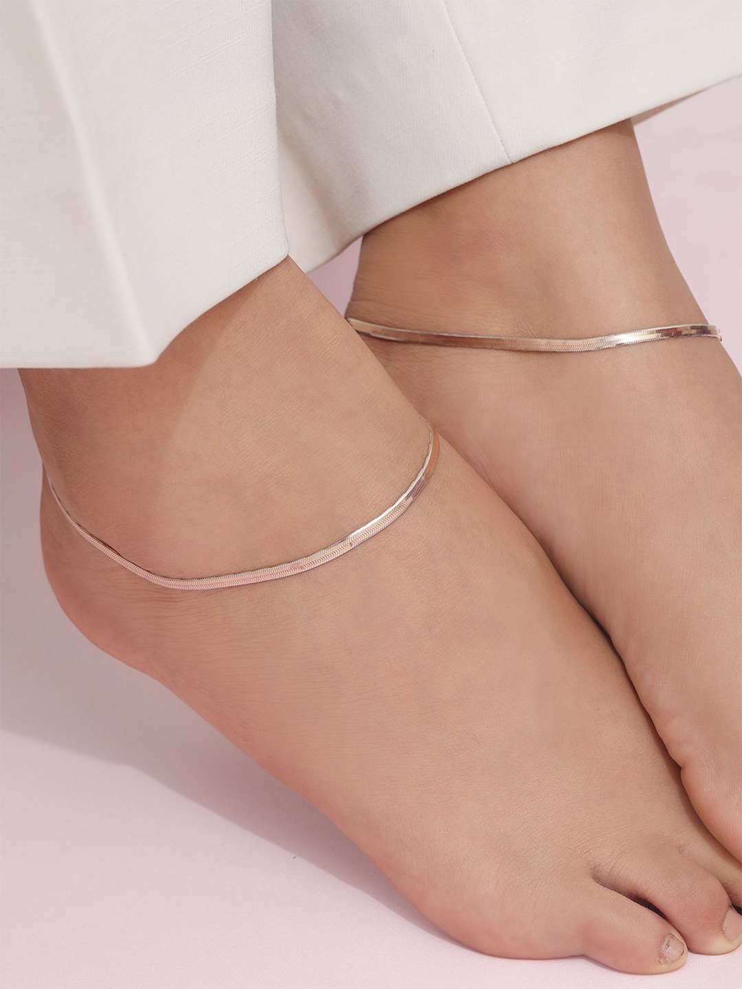 

Zavya Rhodium-Plated 925 Sterling Silver Anklet, Gold