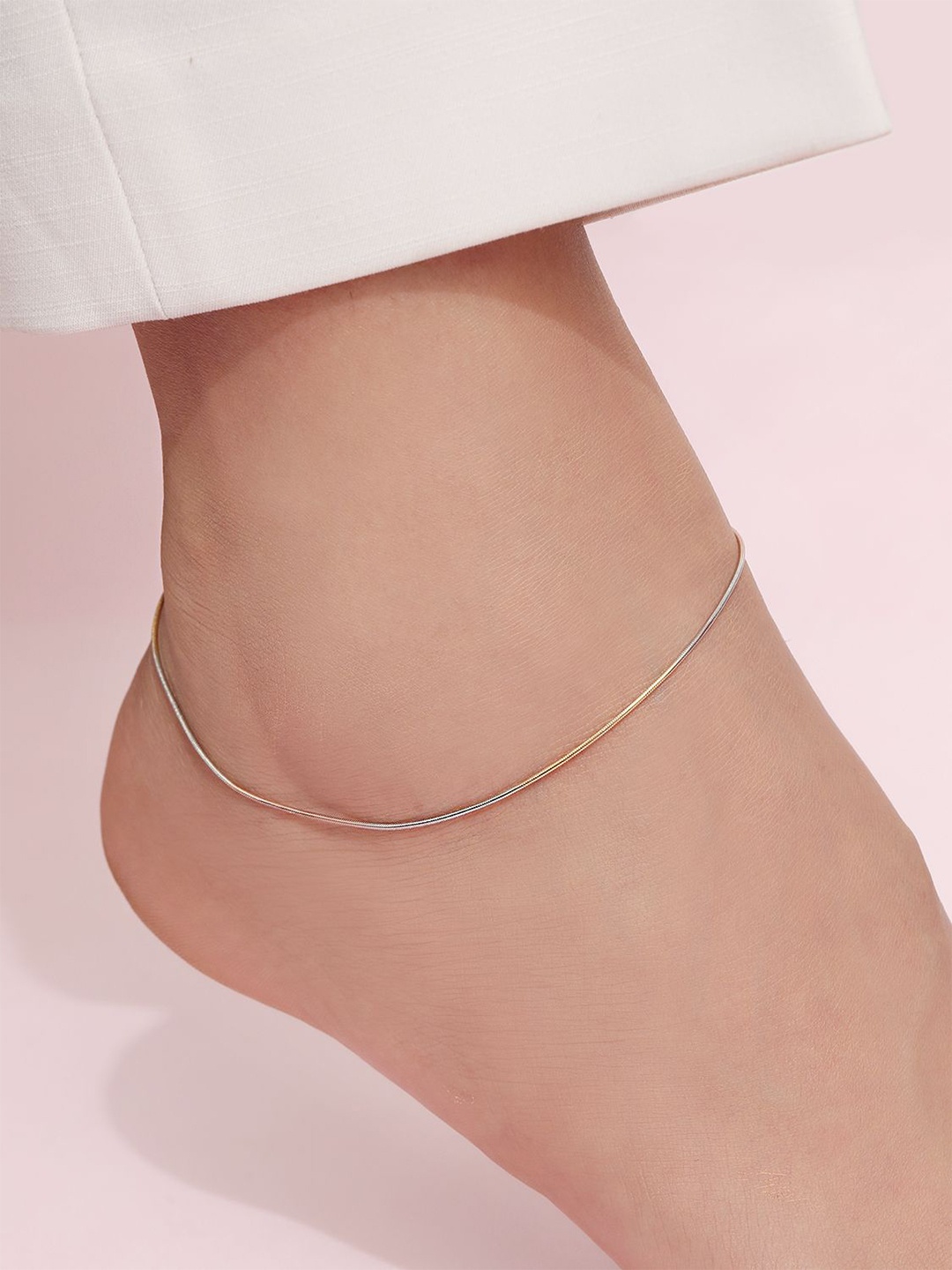 

Zavya Rhodium-Plated 925 Sterling Silver Anklet, Gold