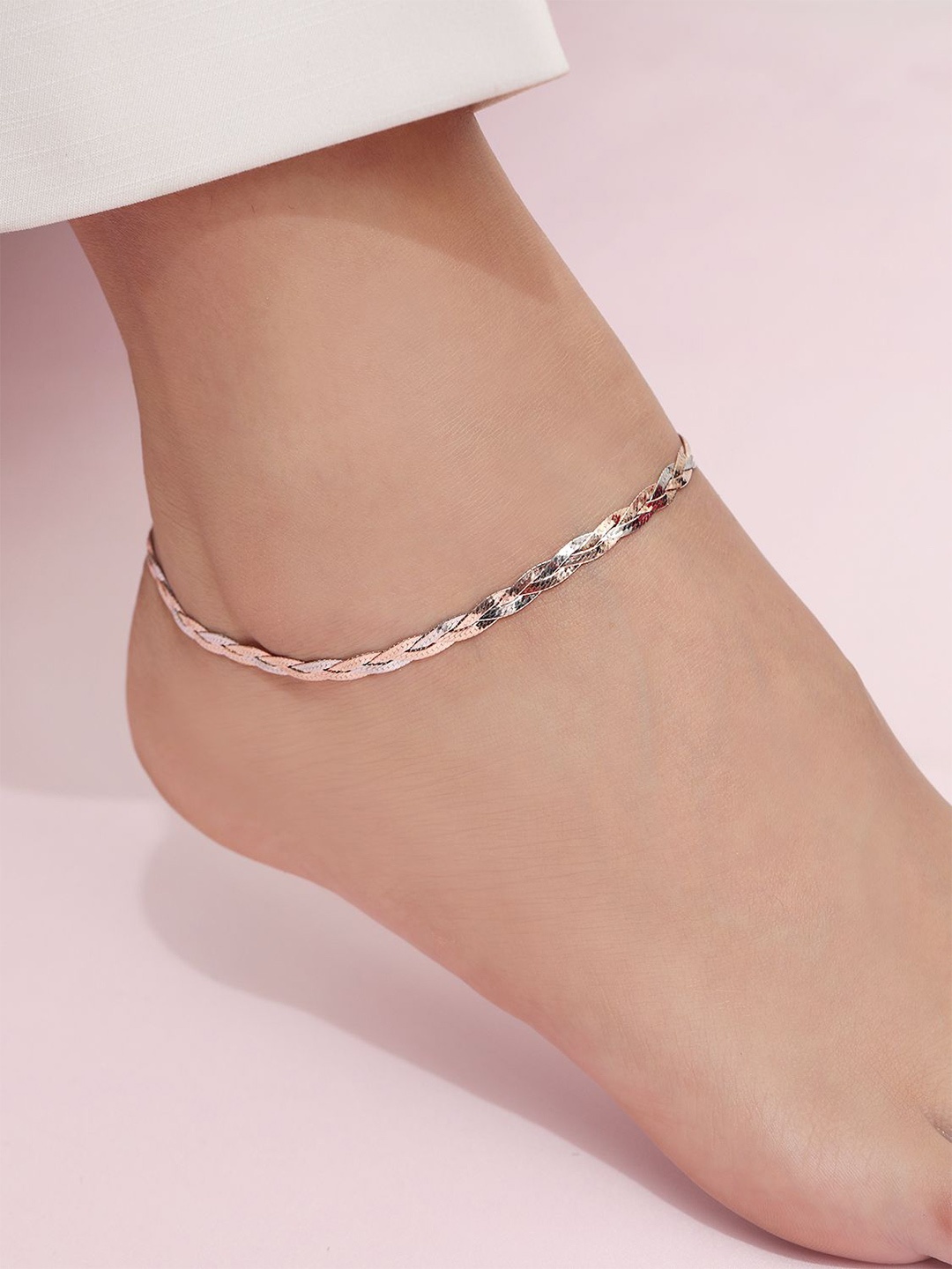 

Zavya Rhodium-Plated 925 Sterling Silver Anklet, Rose gold