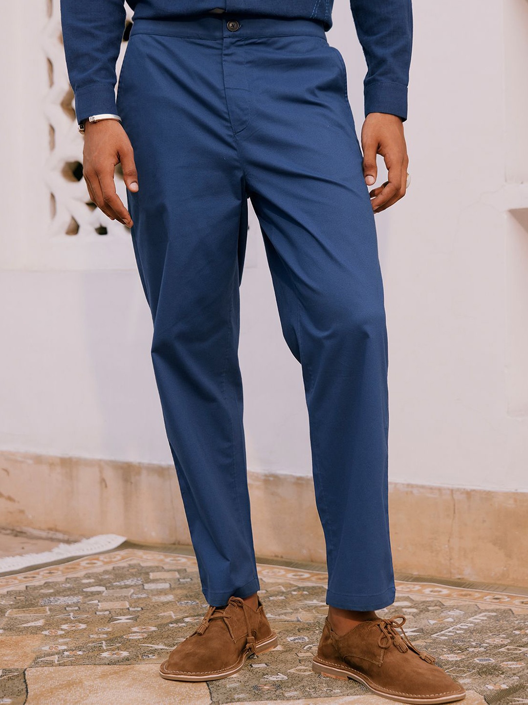 

Andamen Men Stretchable Ultra Easy Wash Chinos Trousers, Navy blue