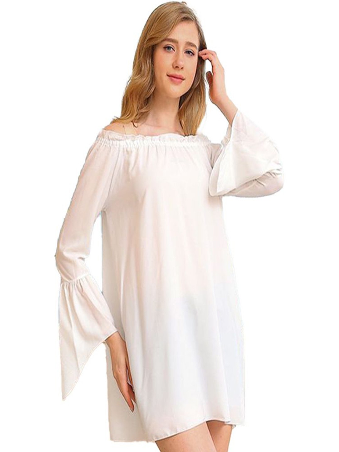 

StyleCast Off-Shoulder Bell Sleeve A-Line Mini Dress, White