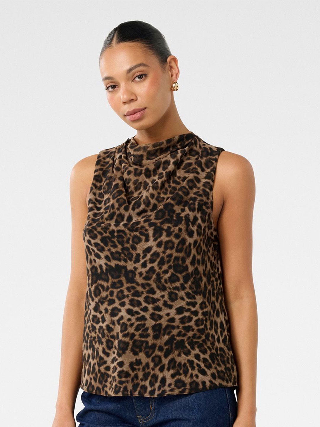

Forever New Women Animal Print Top, Black