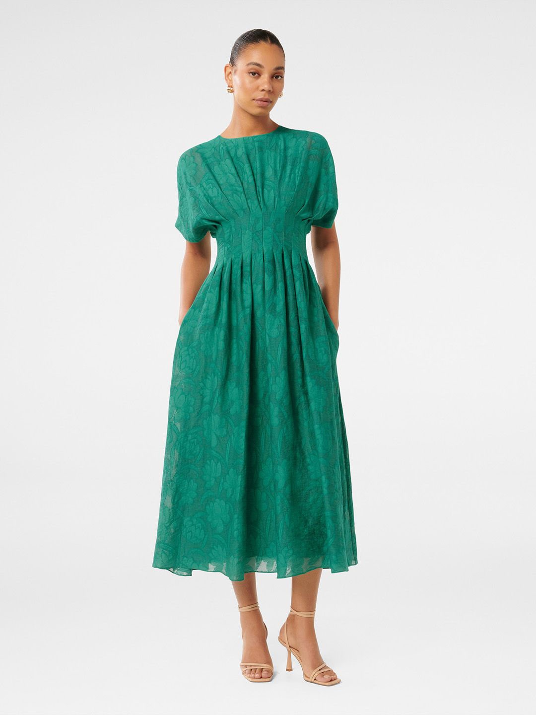 

Forever New Floral Jacquard Fit & Flare Midi Dress, Green