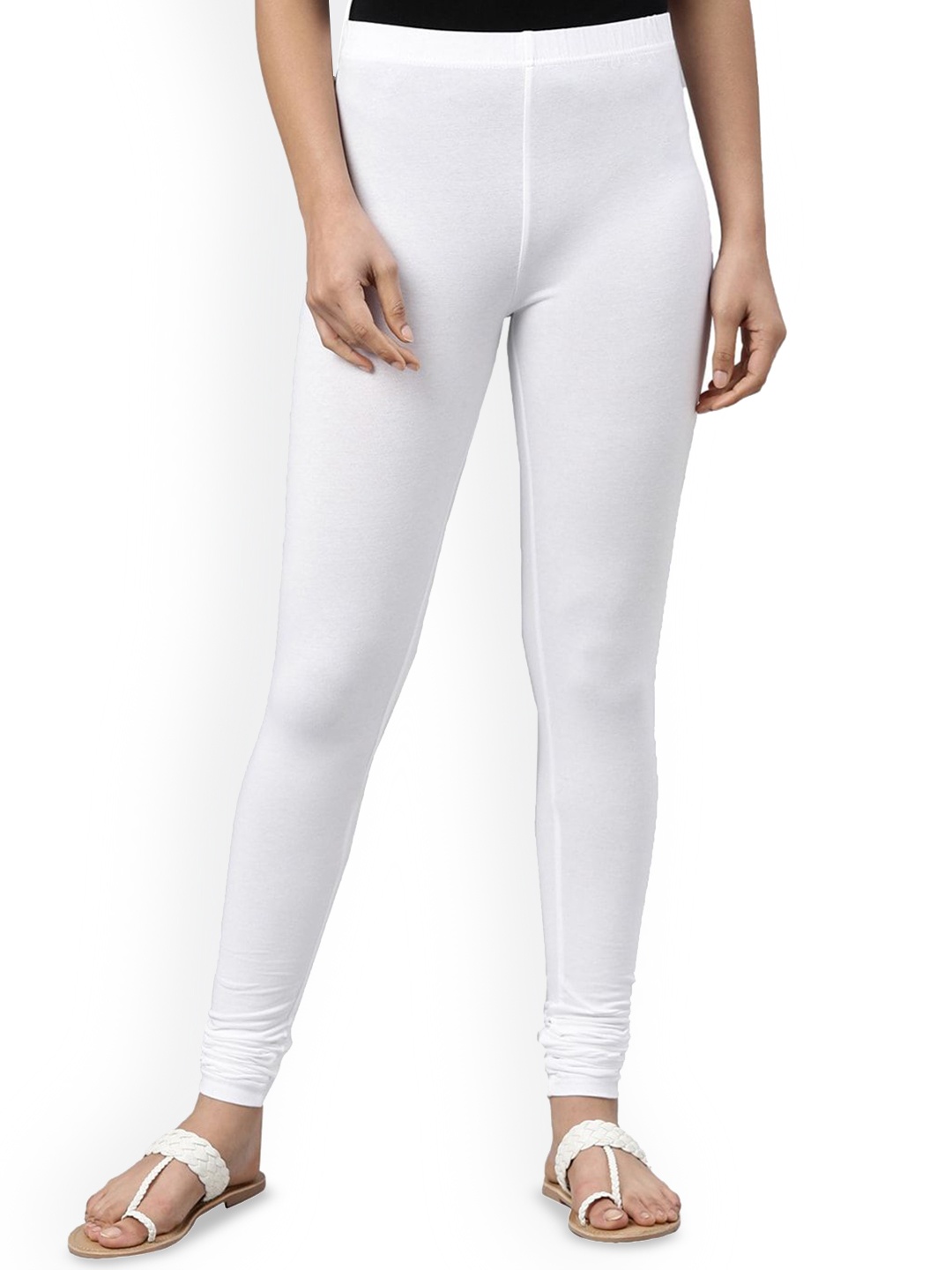 

FALTU.CO Women Stretchable Churidar Length Leggings, White