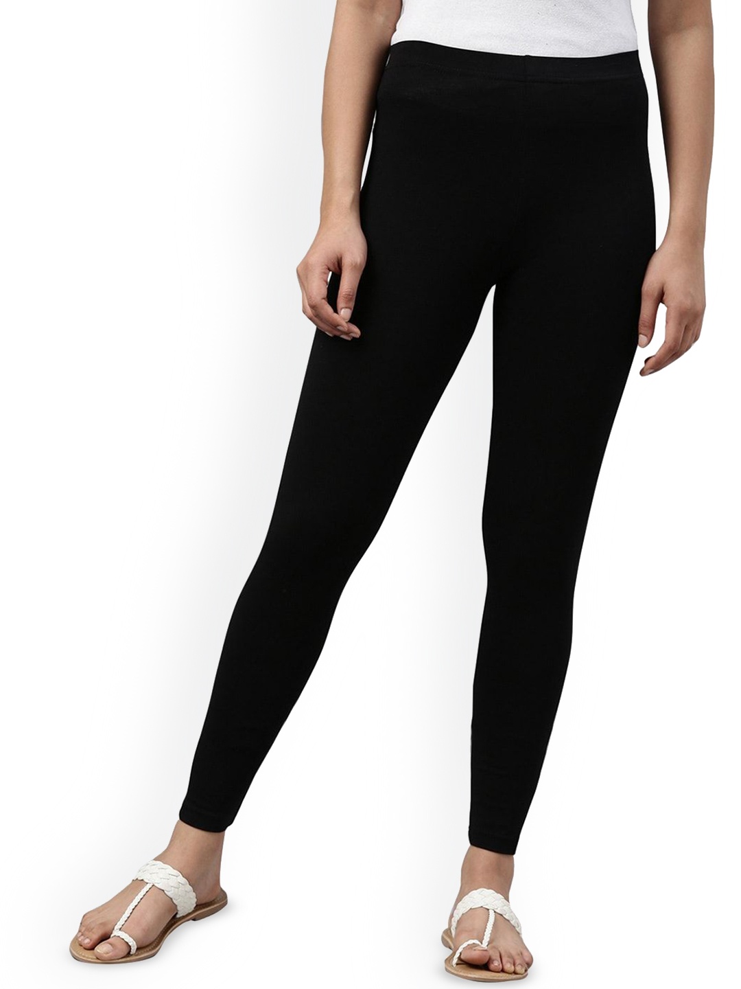 

FALTU.CO Women Stretchable Ankle Length Leggings, Black