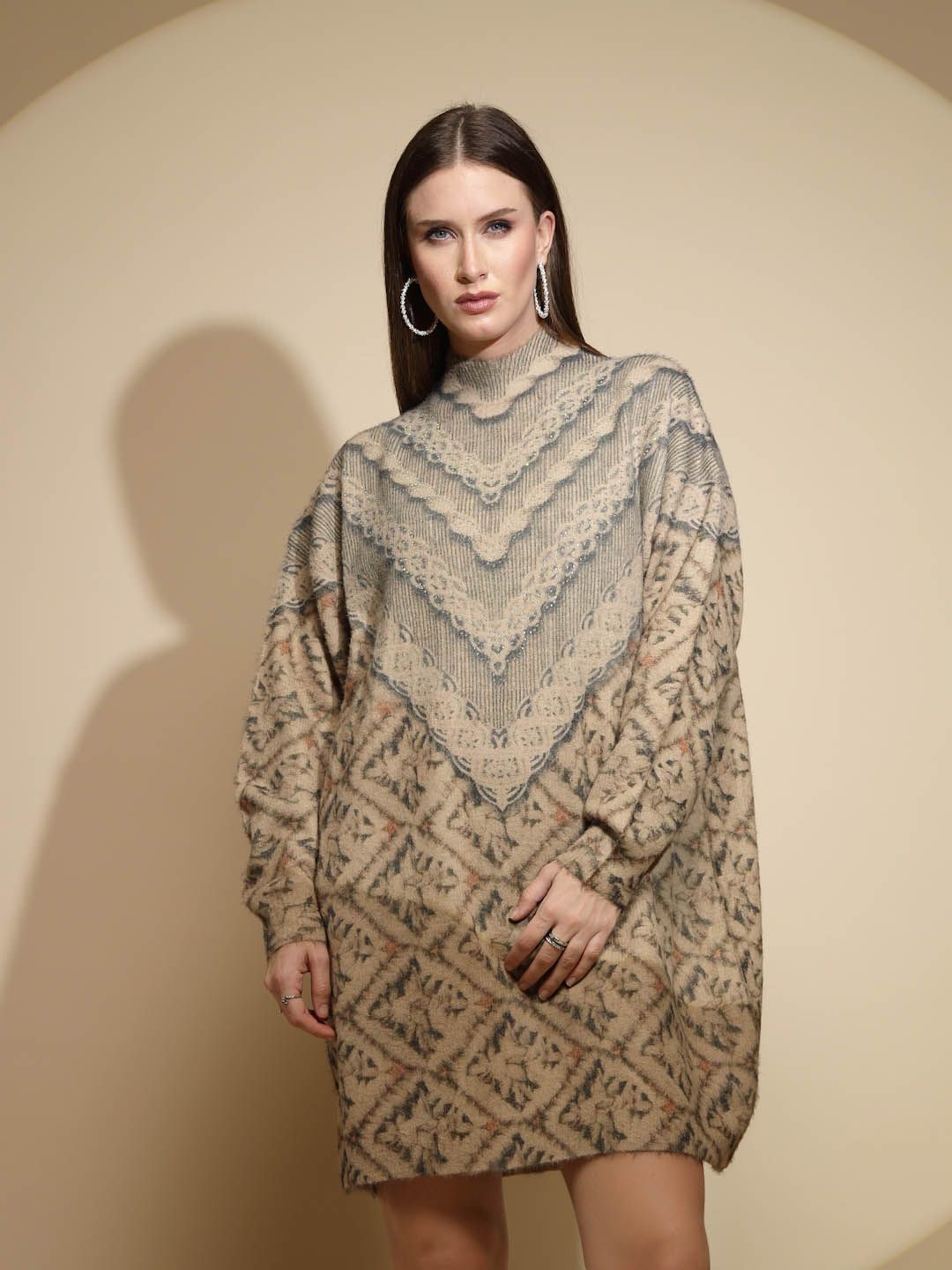 

Global Republic Women Longline Pullover, Beige