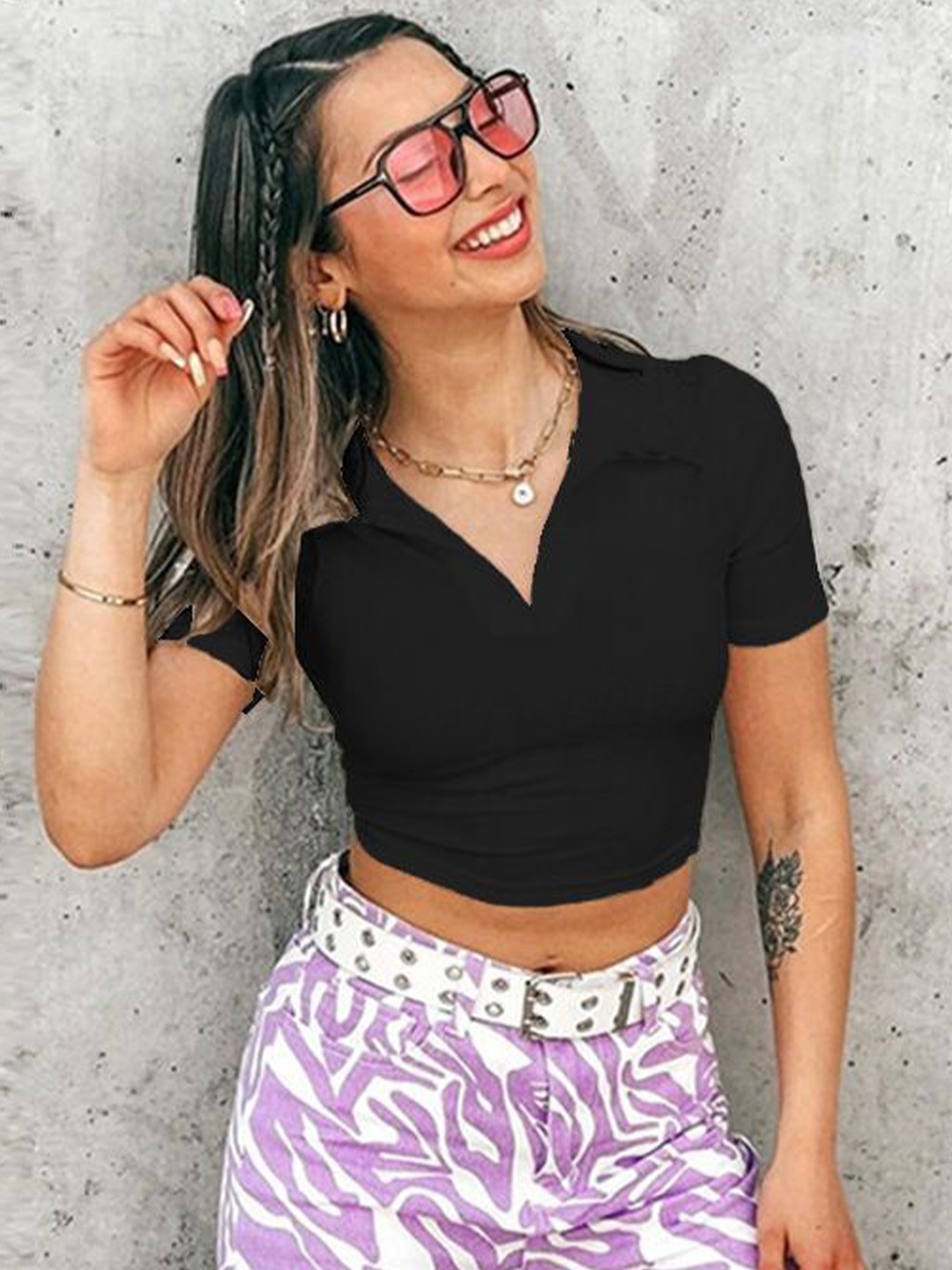 

StyleCast x Revolte Cotton Crop Top, Black