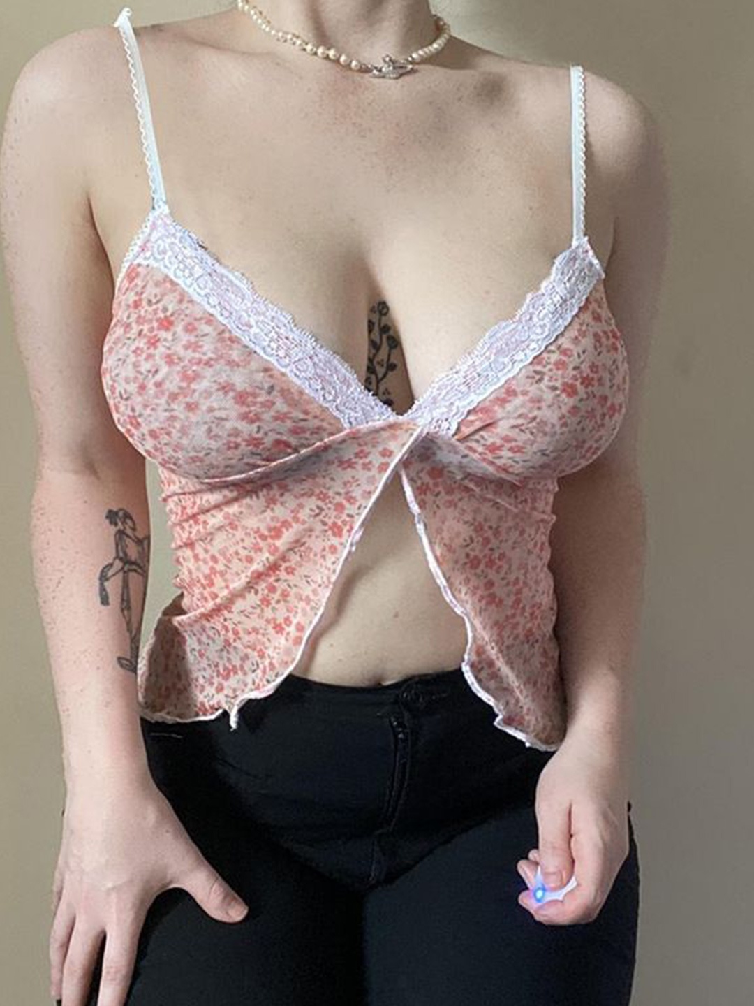 

StyleCast x Revolte Floral Print Net Top, Pink
