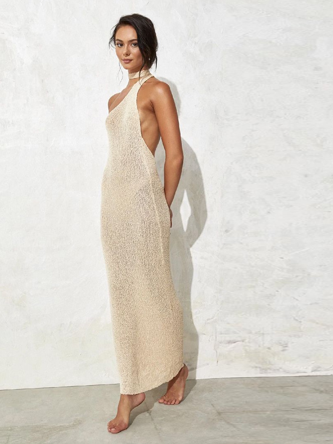 

StyleCast One Shoulder Sheath Maxi Dress, Off white