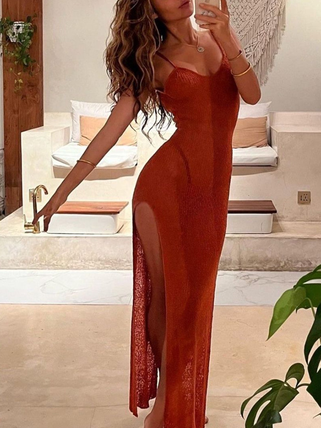 

StyleCast Shoulder Straps Sheath Maxi Dress, Red