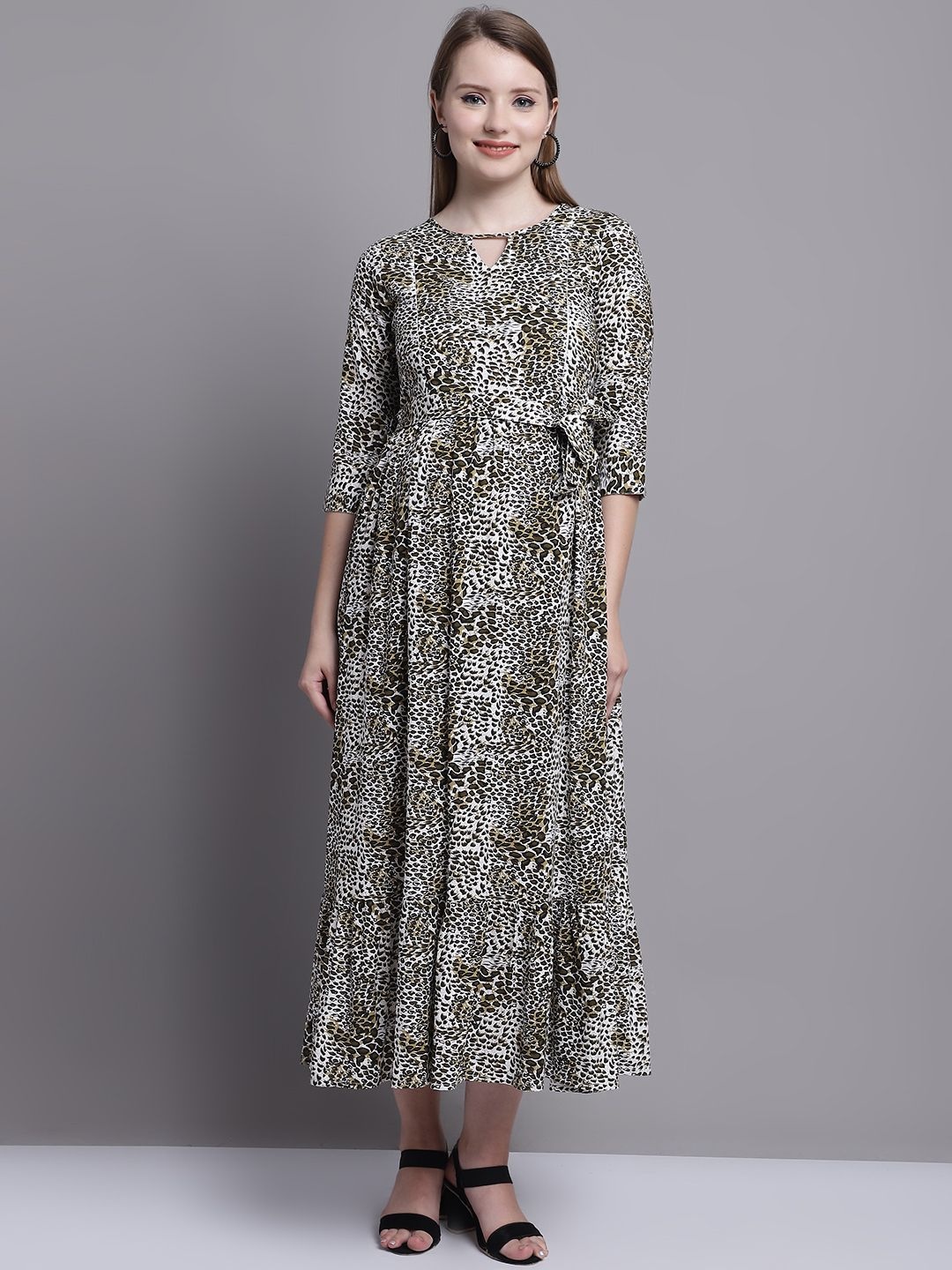 

Feel Clath Animal Print Maternity A-Line Midi Dress, Olive