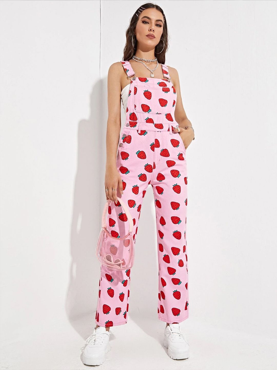 

TANDUL Conversational Printed Ankle Length Dungaree, Pink