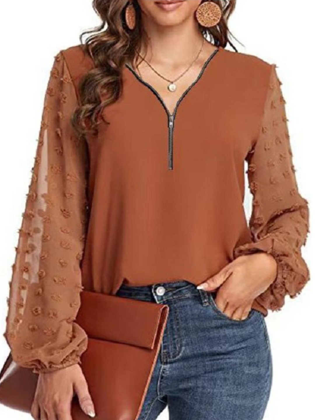 

StyleCast Chiffon Top, Brown
