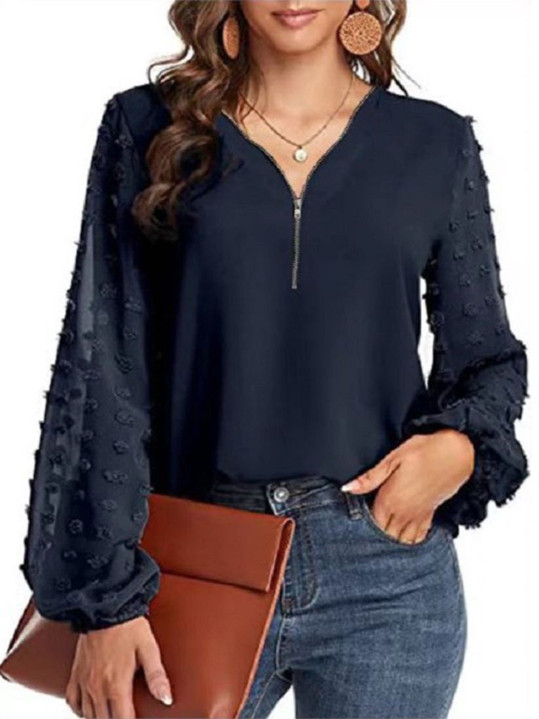 

StyleCast Chiffon Top, Navy blue