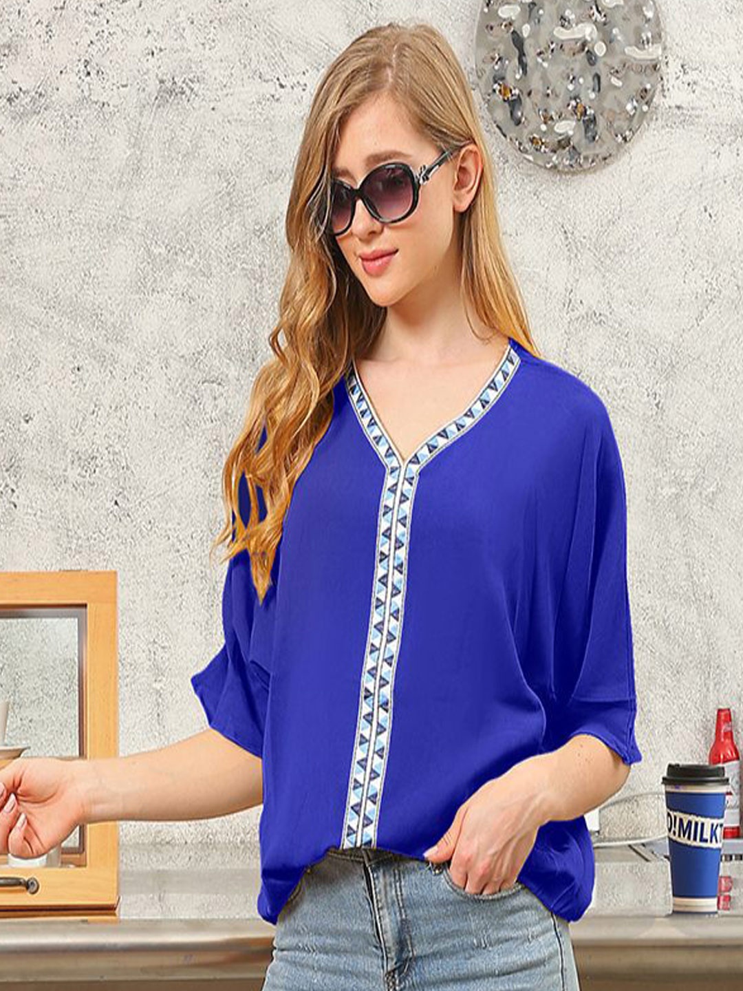 

StyleCast Print Chiffon Top, Blue