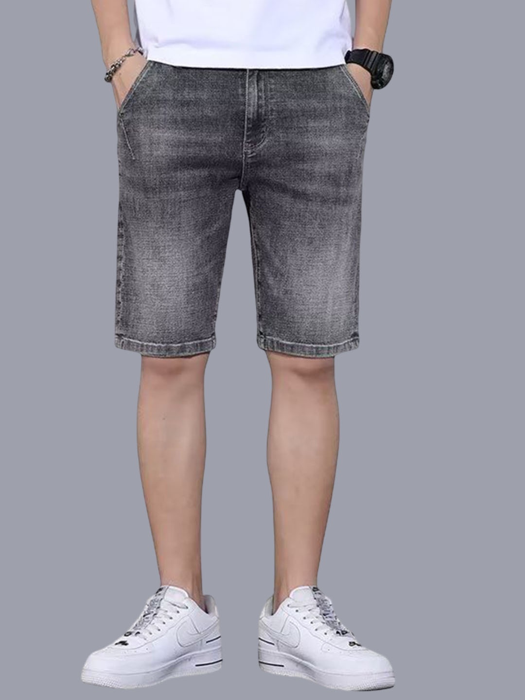 

StyleCast Men Washed Denim Shorts Technology, Grey