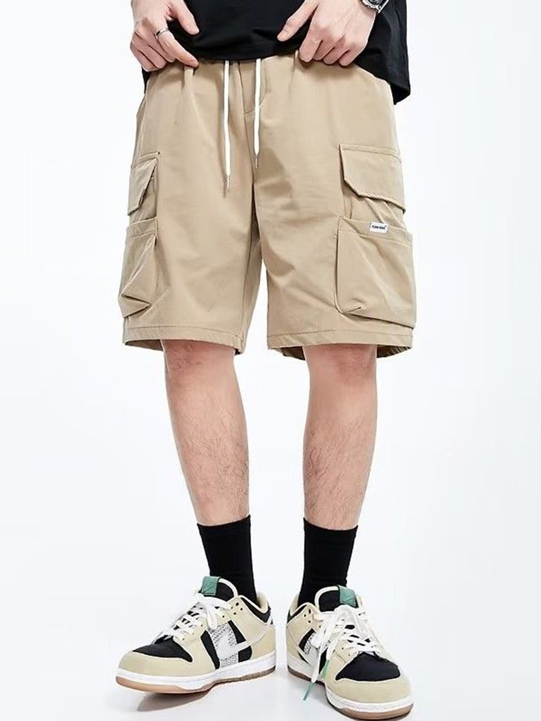 

StyleCast Men Regular Fit Mid-Rise Cargo Shorts, Beige