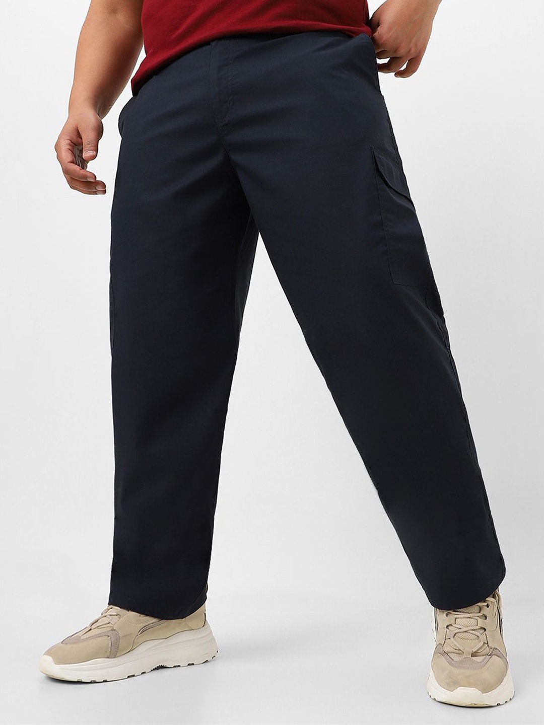 

Urbano Plus Men Pure Cotton Cargo Trouser, Navy blue