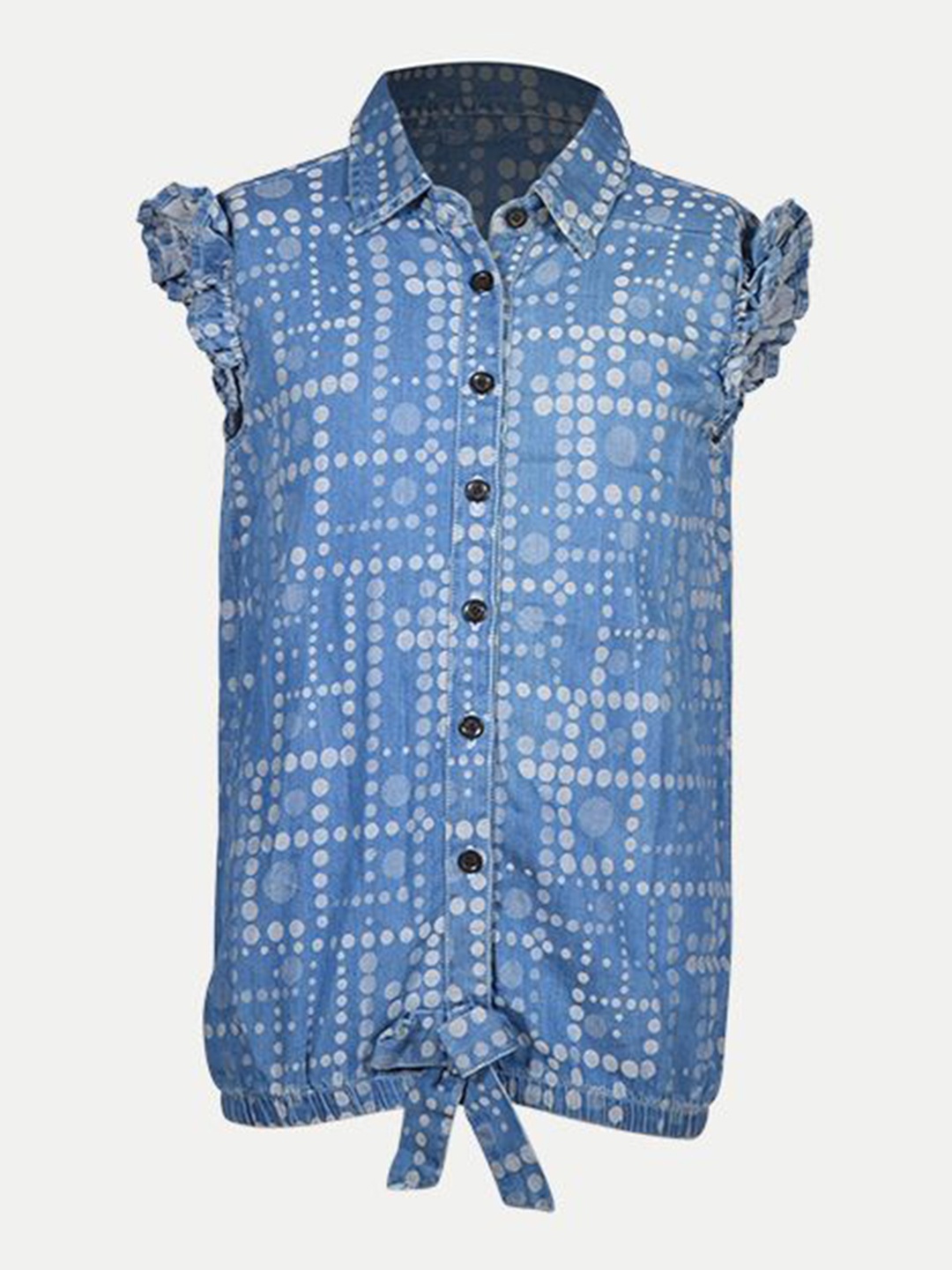 

BAESD Girls Checked Mandarin Collar Pockets T-shirt, Blue
