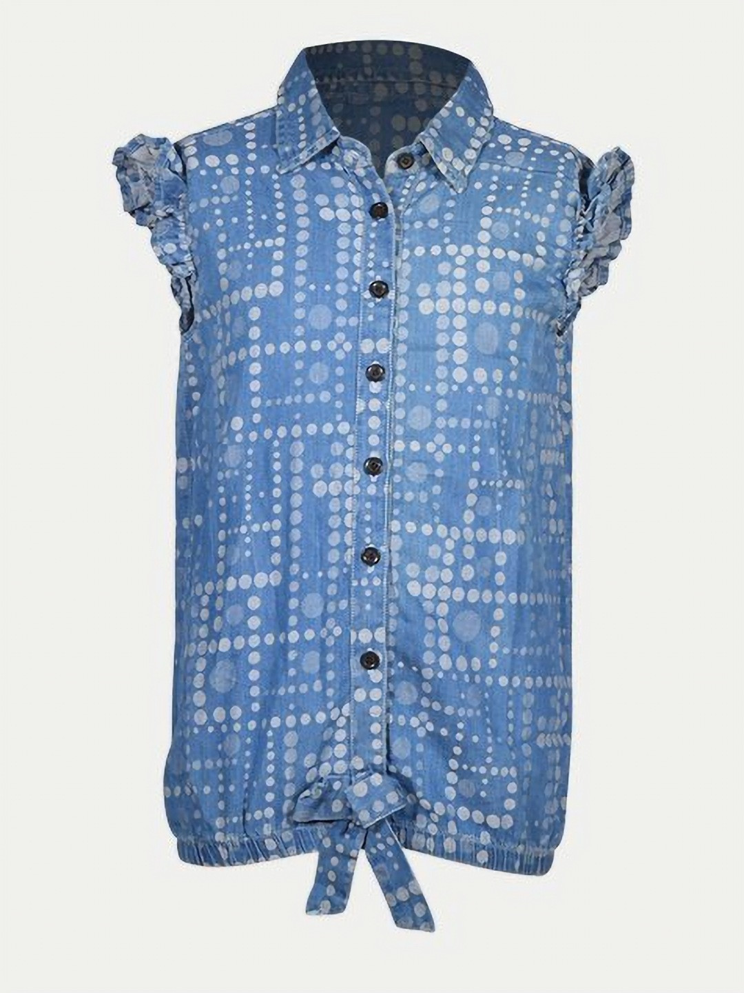 

BAESD Girls Checked Mandarin Collar Pockets T-shirt, Blue