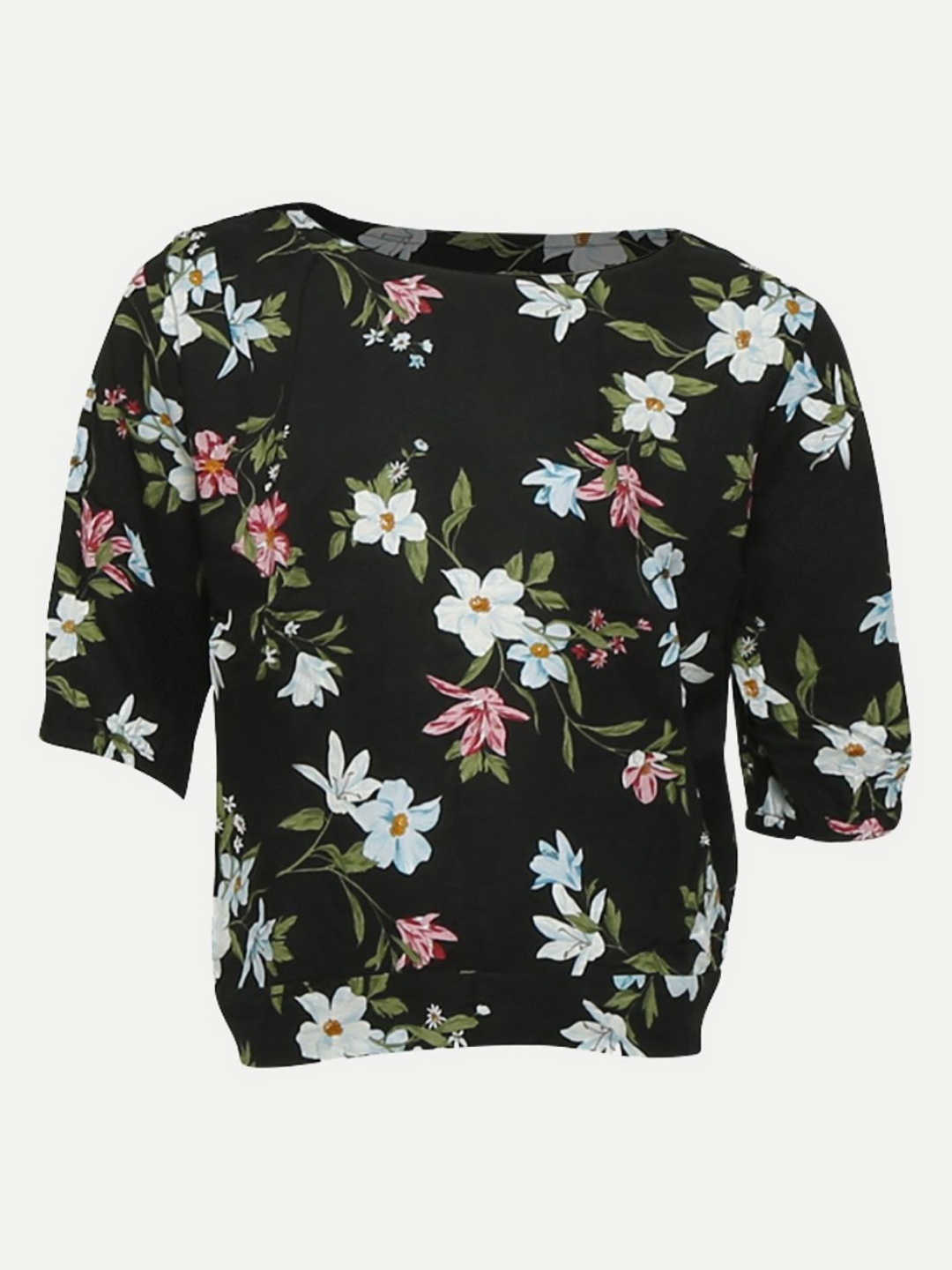

BAESD Girls Floral Printed Tropical Applique T-shirt, Black